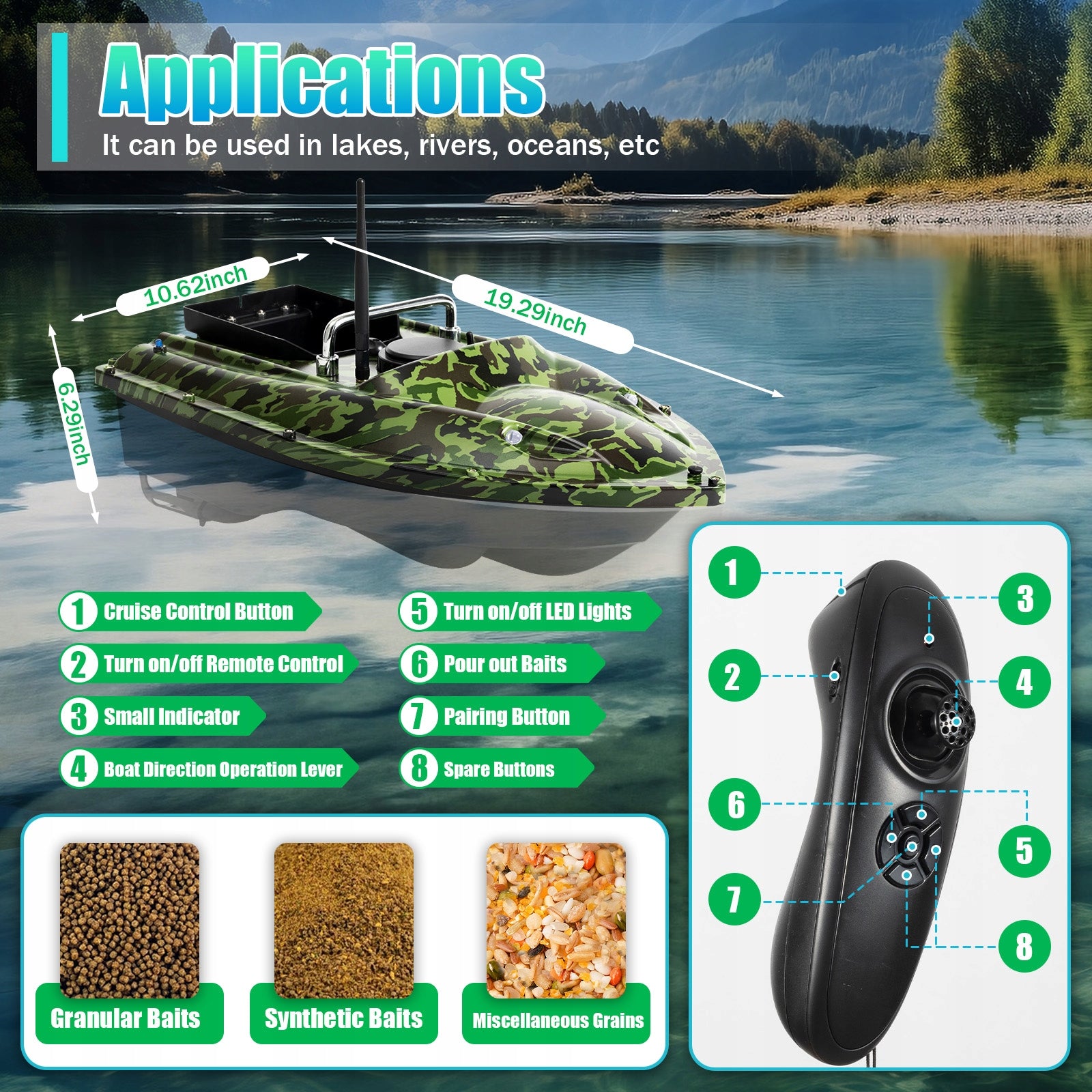500M RC Fishing Boat with Double Bait Chamber.. Packaging status original