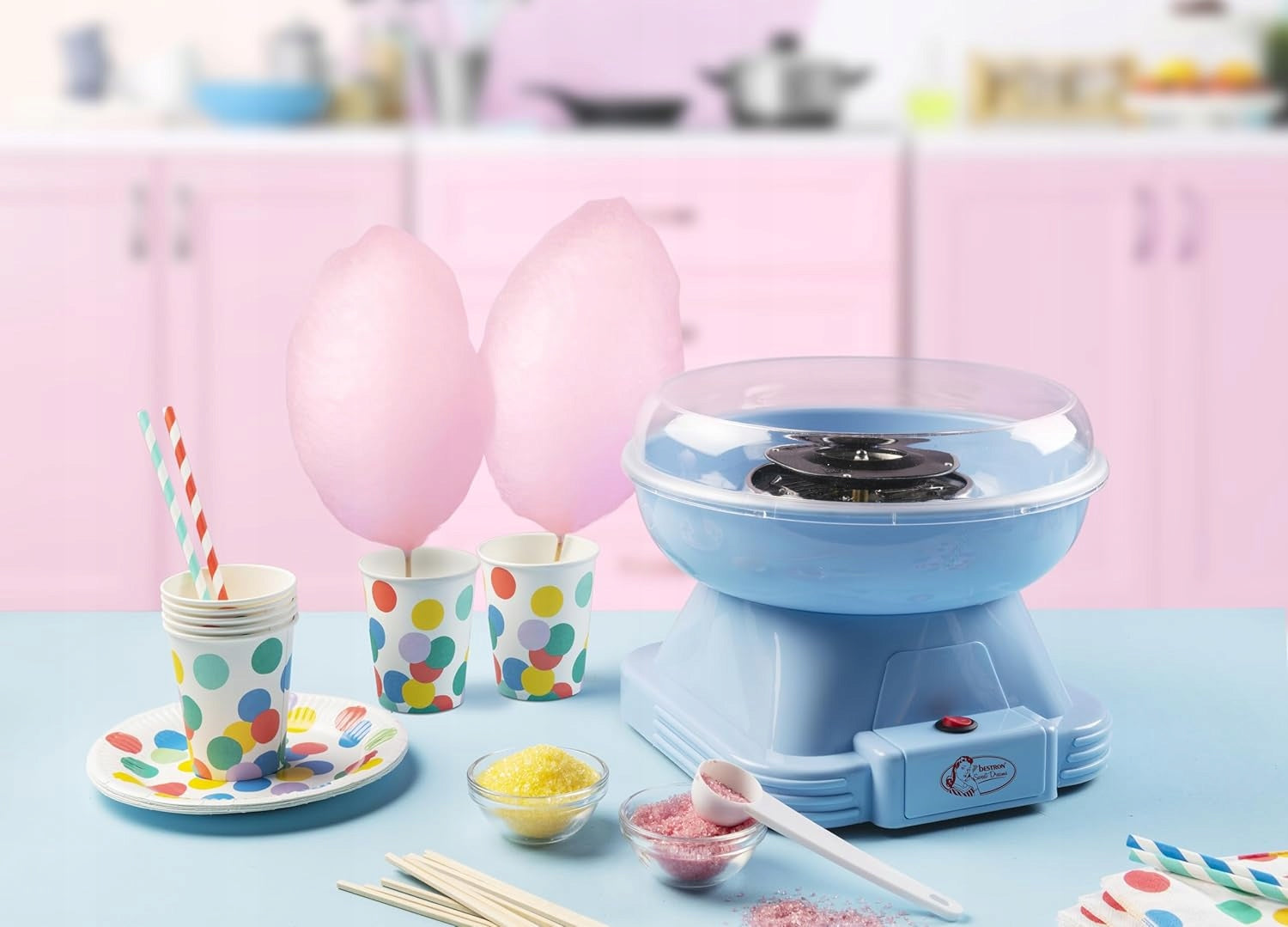 500W RETRO COTTON CANDY MACHINE SET WITH STICKS AND HOME MEASURING CUP Manufacturer code 5903387938643