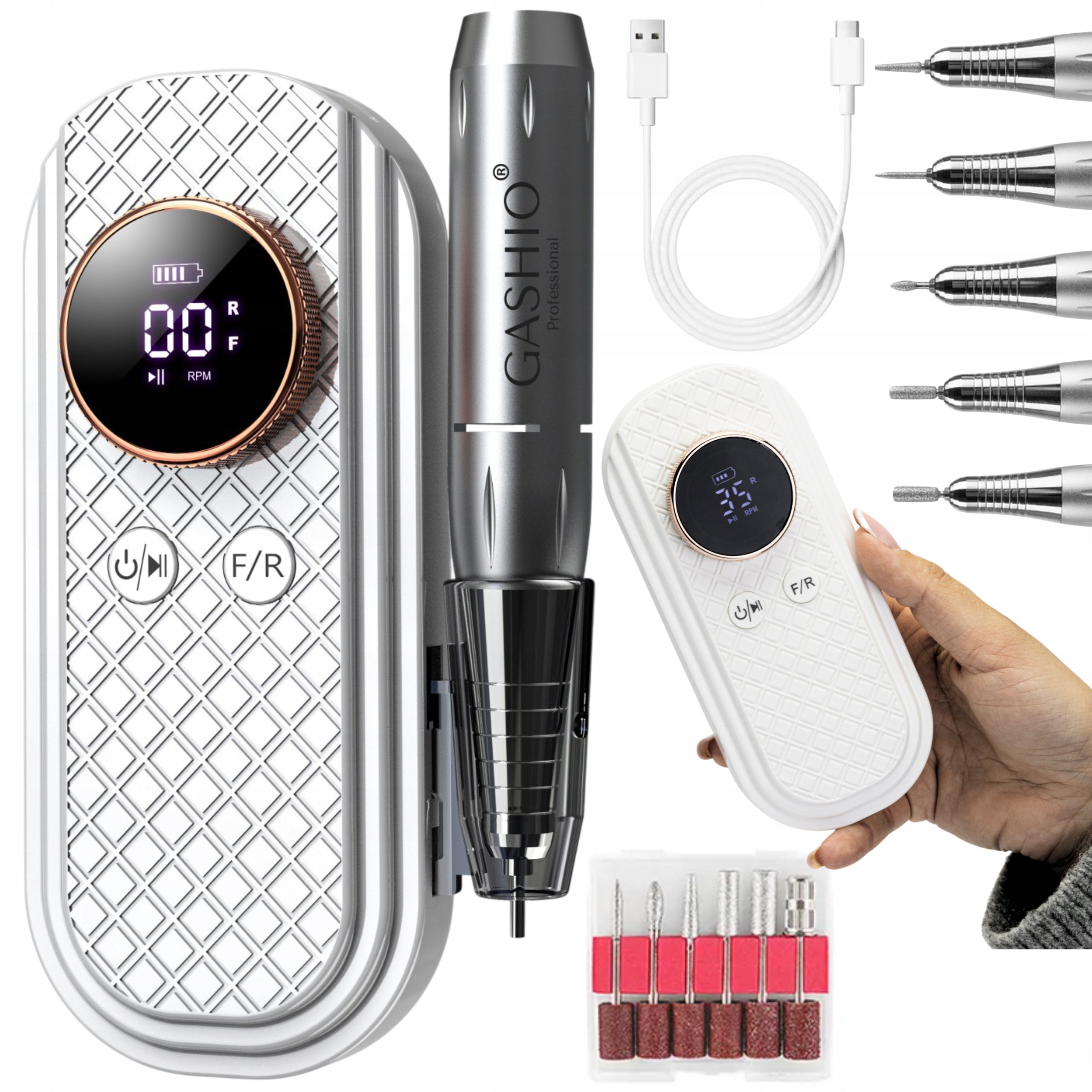 50W CORDLESS NAIL MILLING MACHINE WITH 35,000RPM USB C CUTTER SET