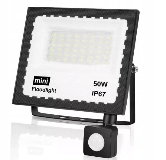 50W SLIM LED FLOODLIGHT WITH MOTION SENSOR PIR IP66 HALOGEN 6500K