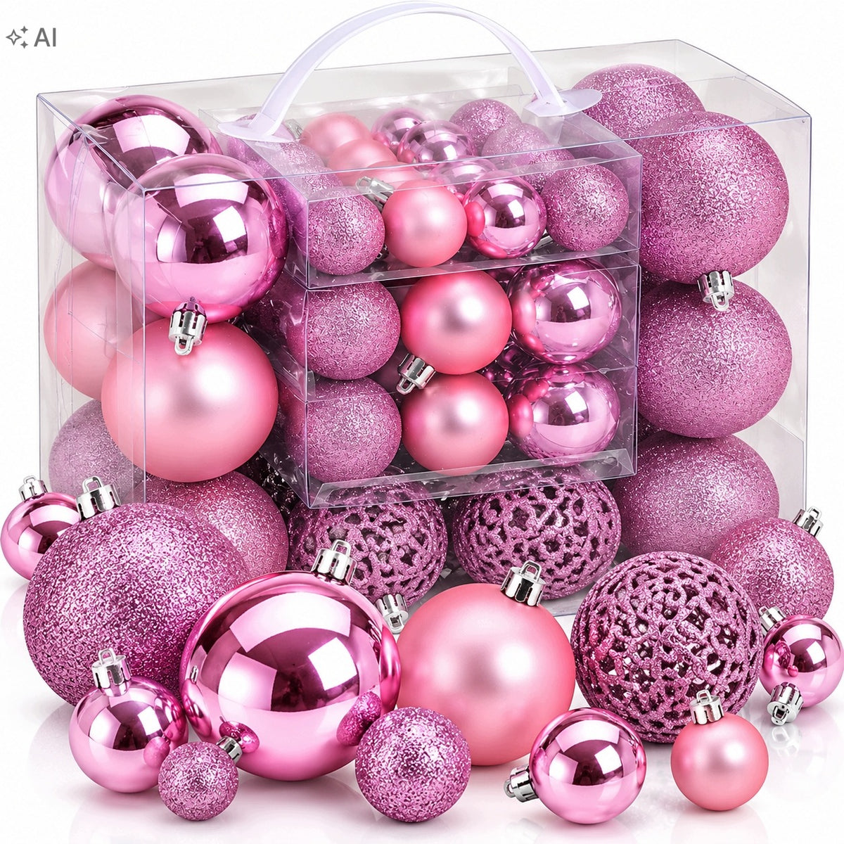 50x CHRISTMAS TREE BAUBLES PINK SET CHRISTMAS TREE ORNAMENTS ROSE SET XL