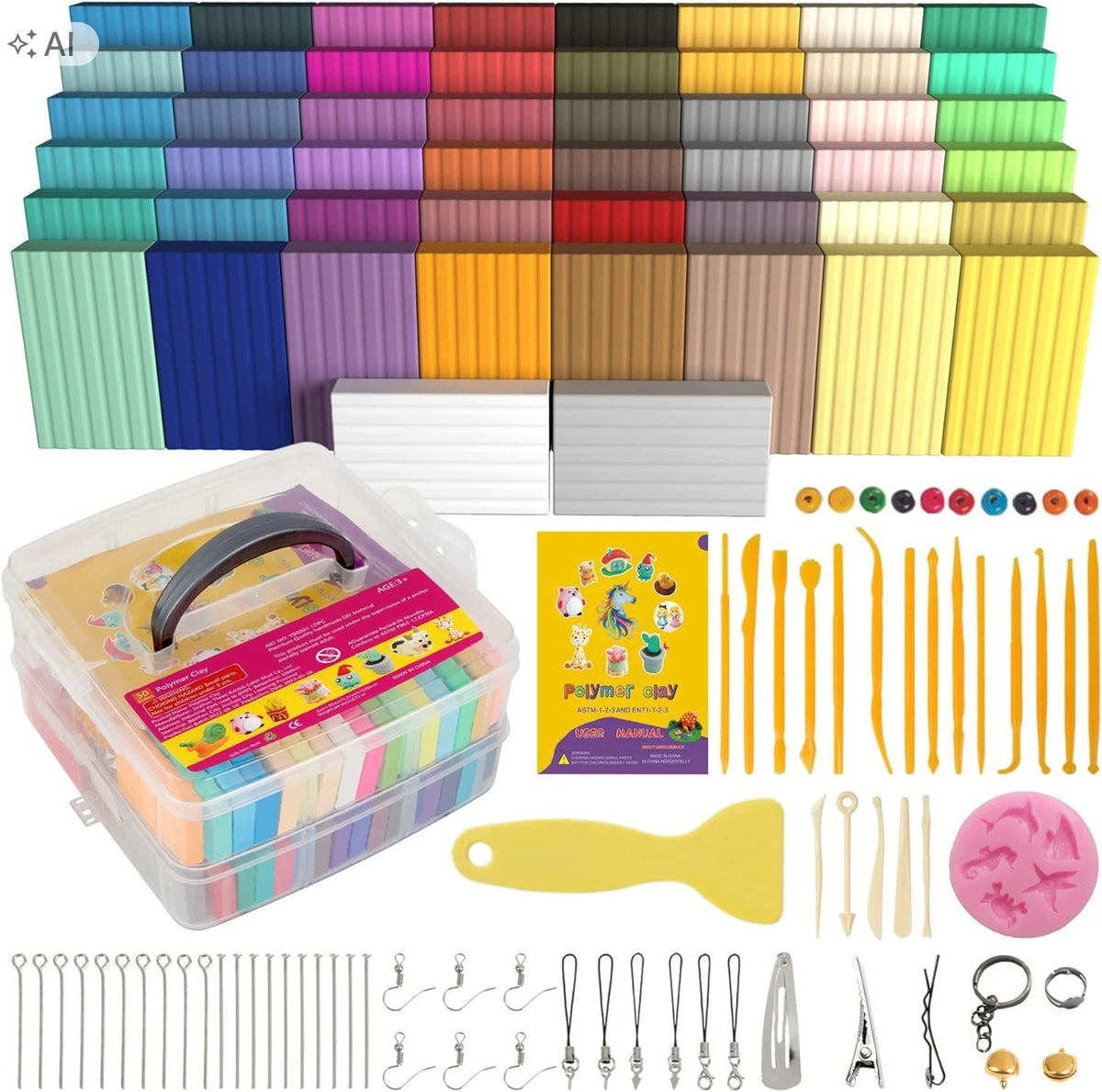 50x POLYMER MODELING CLAY ACCESSORIES PLASTICINE MASS SET XXL G96