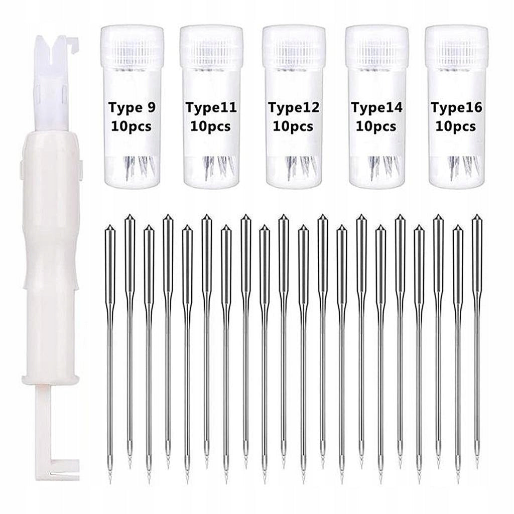50x Sewing Machine s, Ball / Regular for Knit Fabric, 50Needles 1Threader Brand no brand