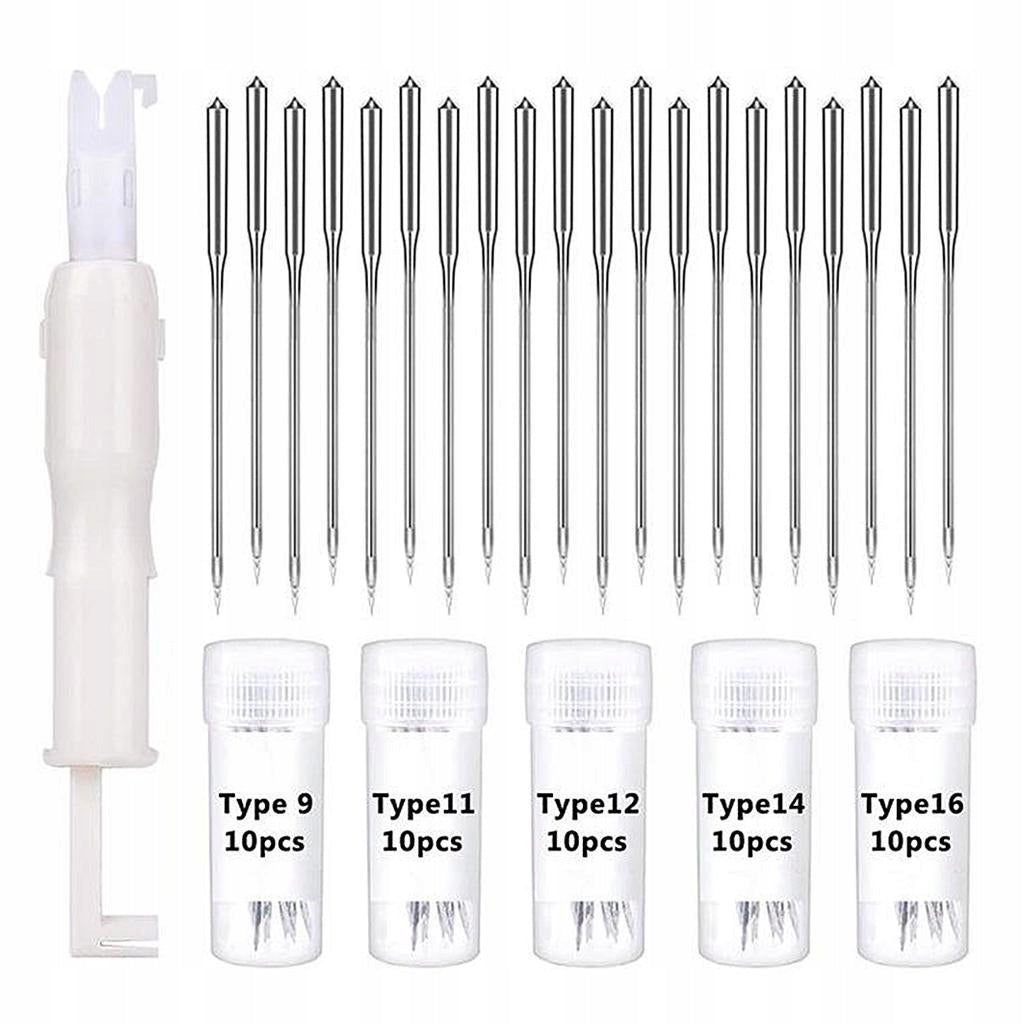 50x Sewing Machine s, Ball / Regular for Knit Fabric, 50Needles 1Threader