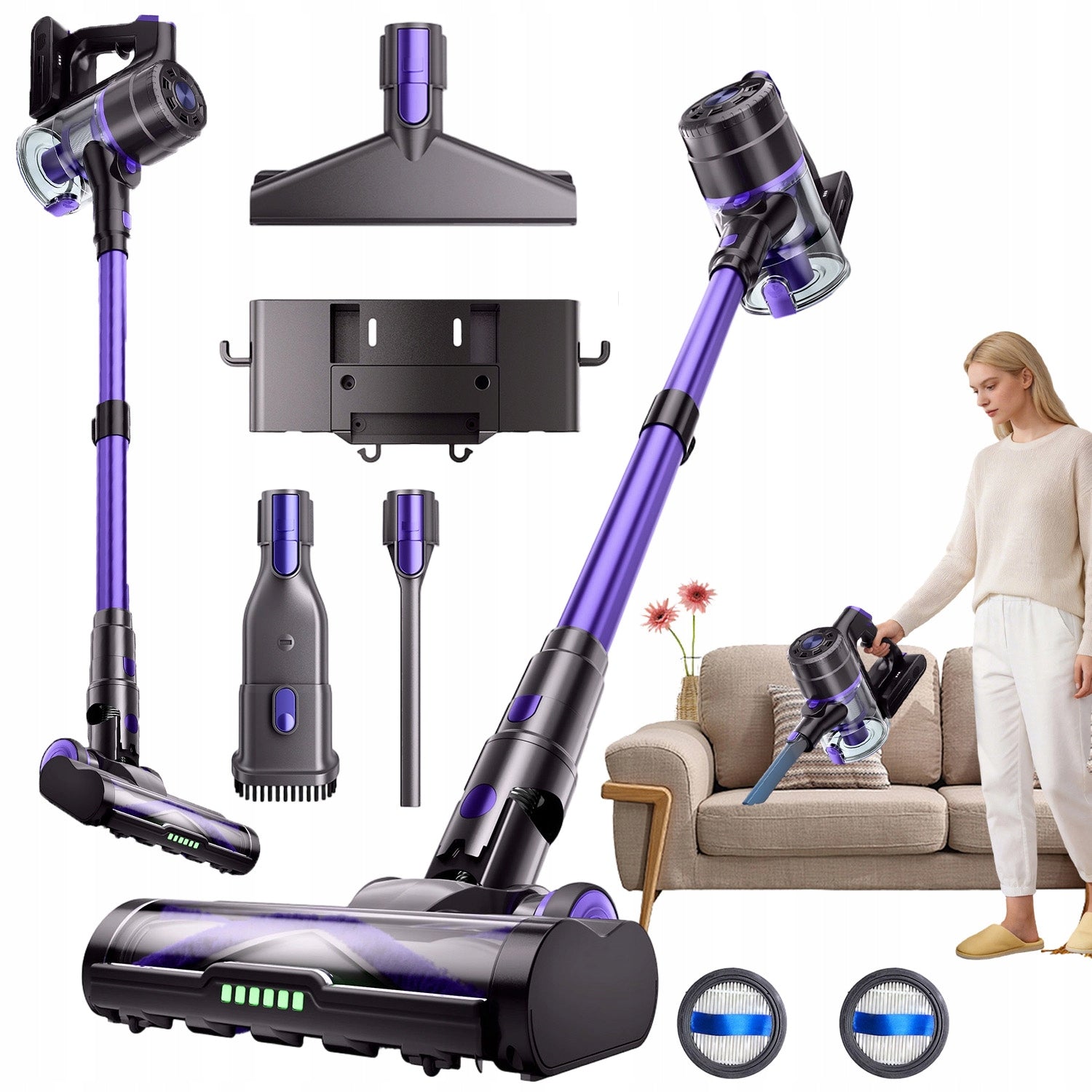 550W 4-IN-1 HANDHELD VACUUM CLEANER WITH RETRACTABLE NOZZLE AND HIGH-EFFICIENCY FILTRATION