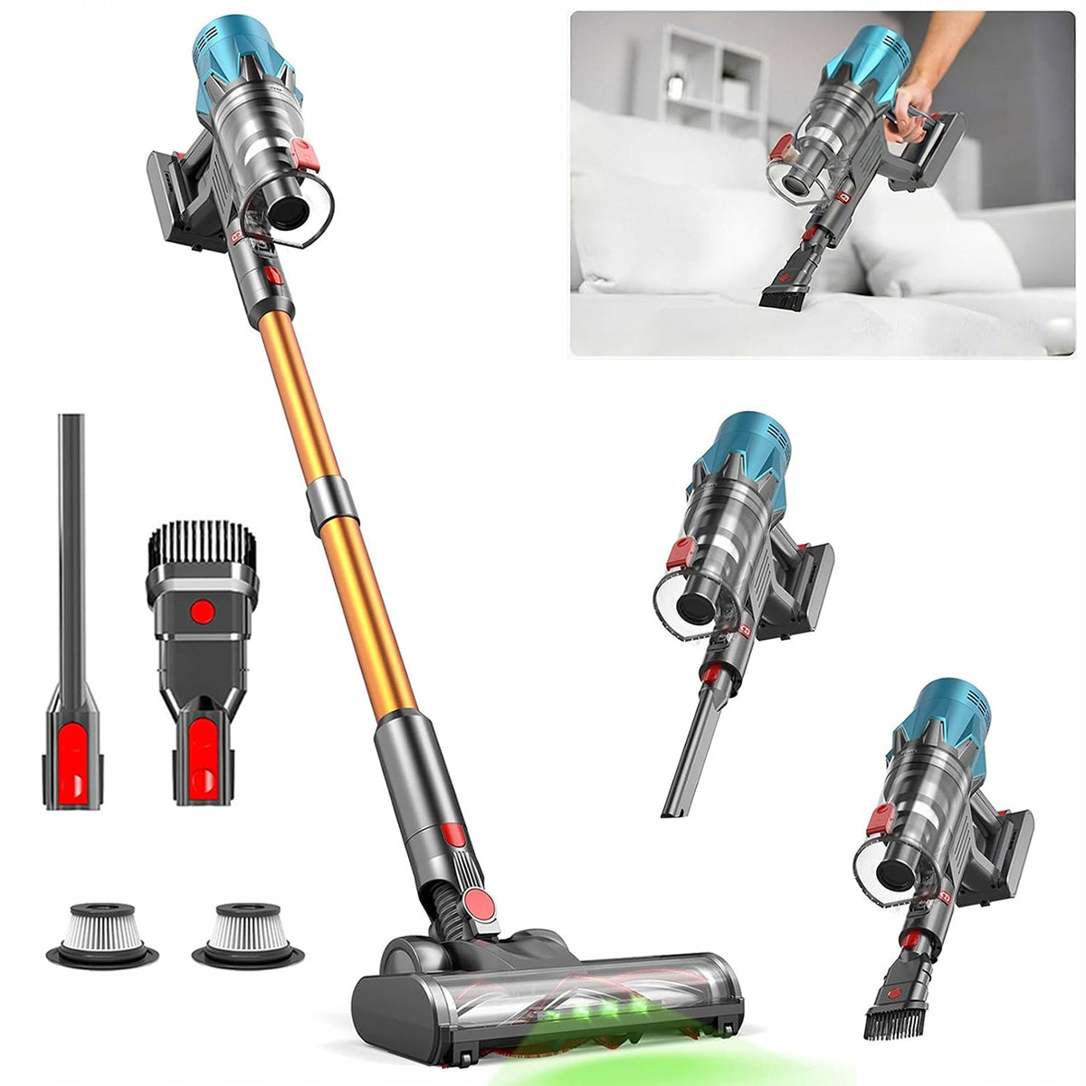 550W UPRIGHT VACUUM CLEANER CORDLESS POWERFUL BAGLESS LED CORDLESS V18