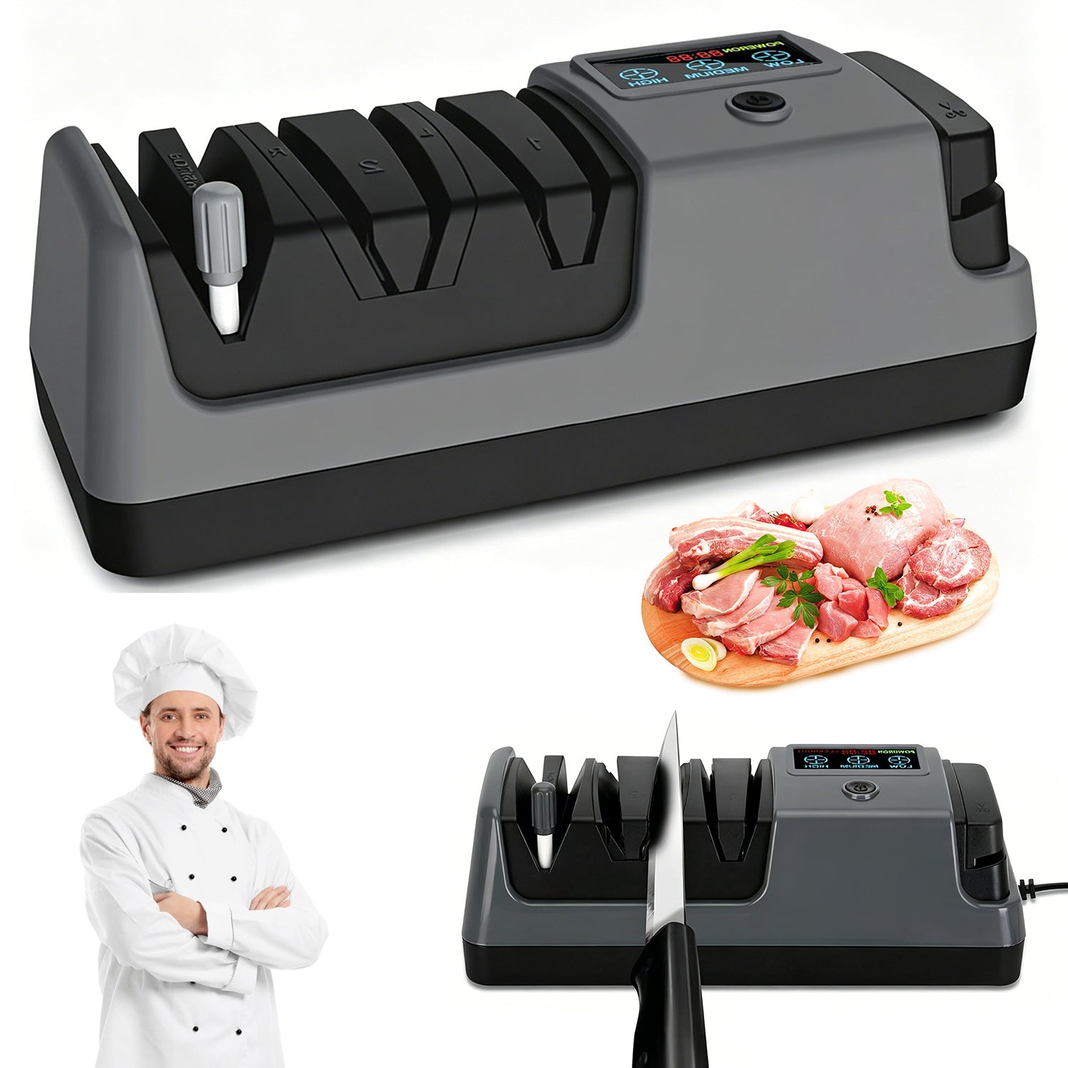 5IN1 ELECTRIC WHETSTONE FOR SCISSORS KNIVES 3 MODES LED DISPLAY Packaging status original