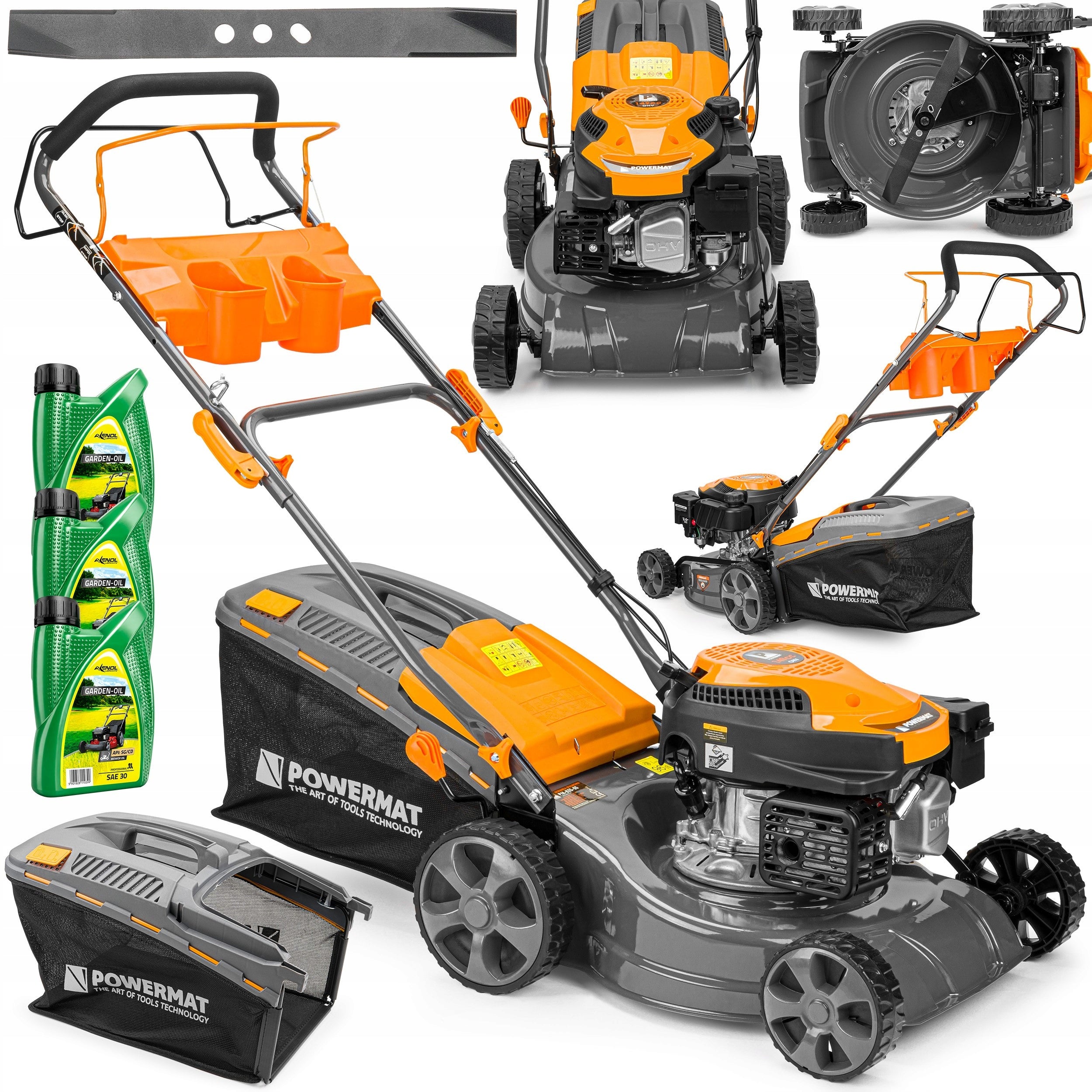 5KM 40L 5IN1 DIESEL LAWN MOWER + LARGE 40L BASKET + 3X OIL