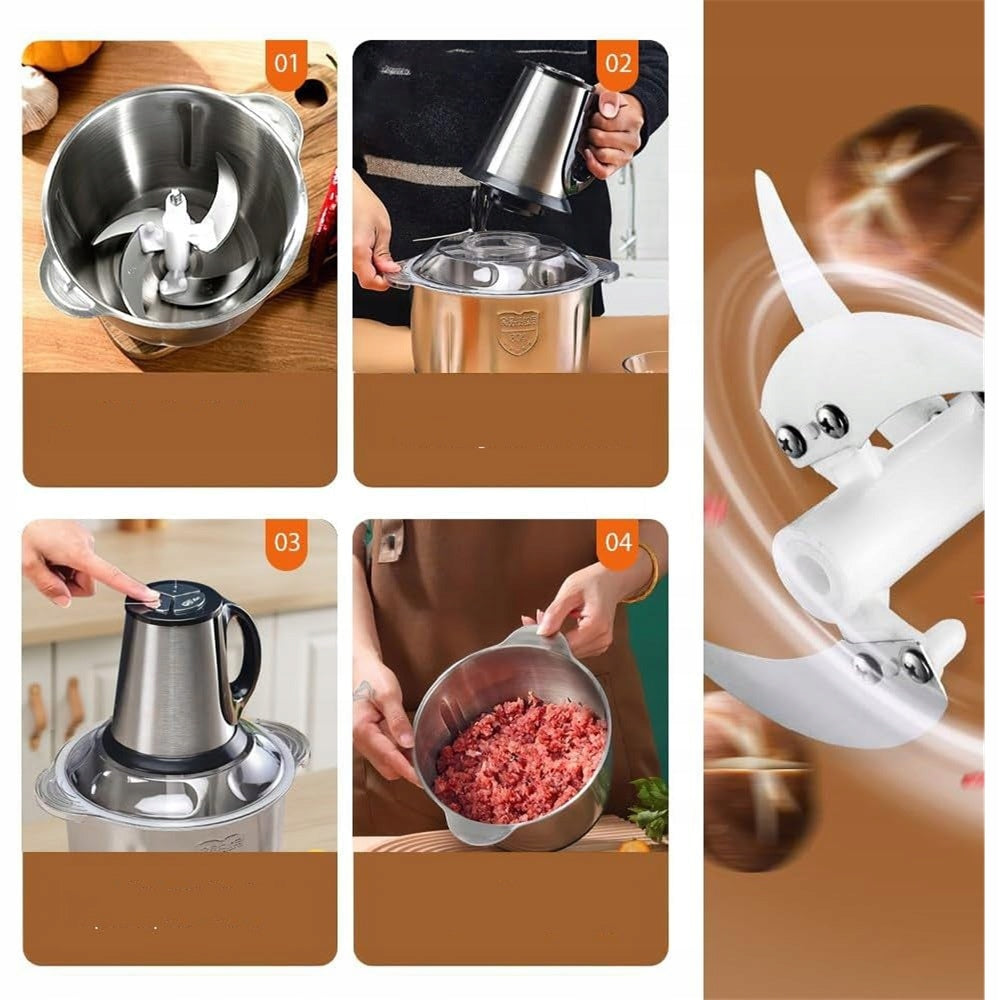 5L Food Processor and Electric Incisor with 3D Stainless Steel Blades Brand no brand