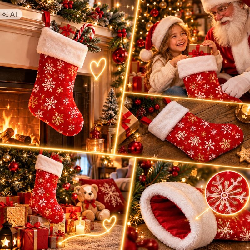 5PCS- CHRISTMAS SOCK FOR SNOWFLAKE GIFTS FOR FIREPLACE Brand no brand