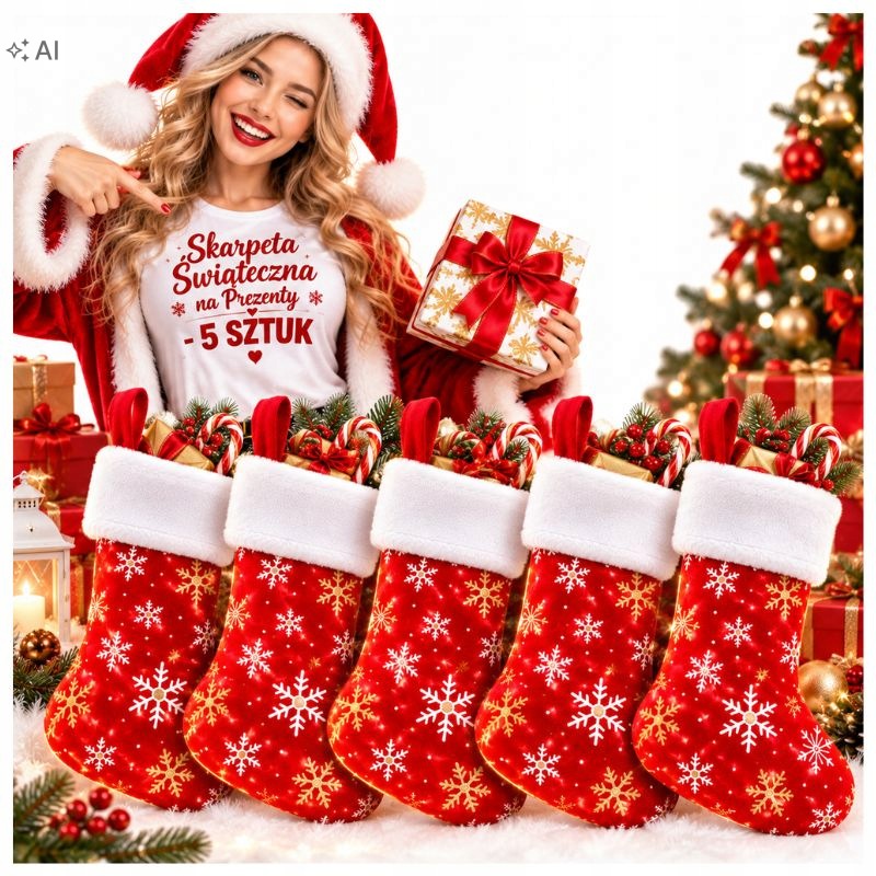 5PCS- CHRISTMAS SOCK FOR SNOWFLAKE GIFTS FOR FIREPLACE