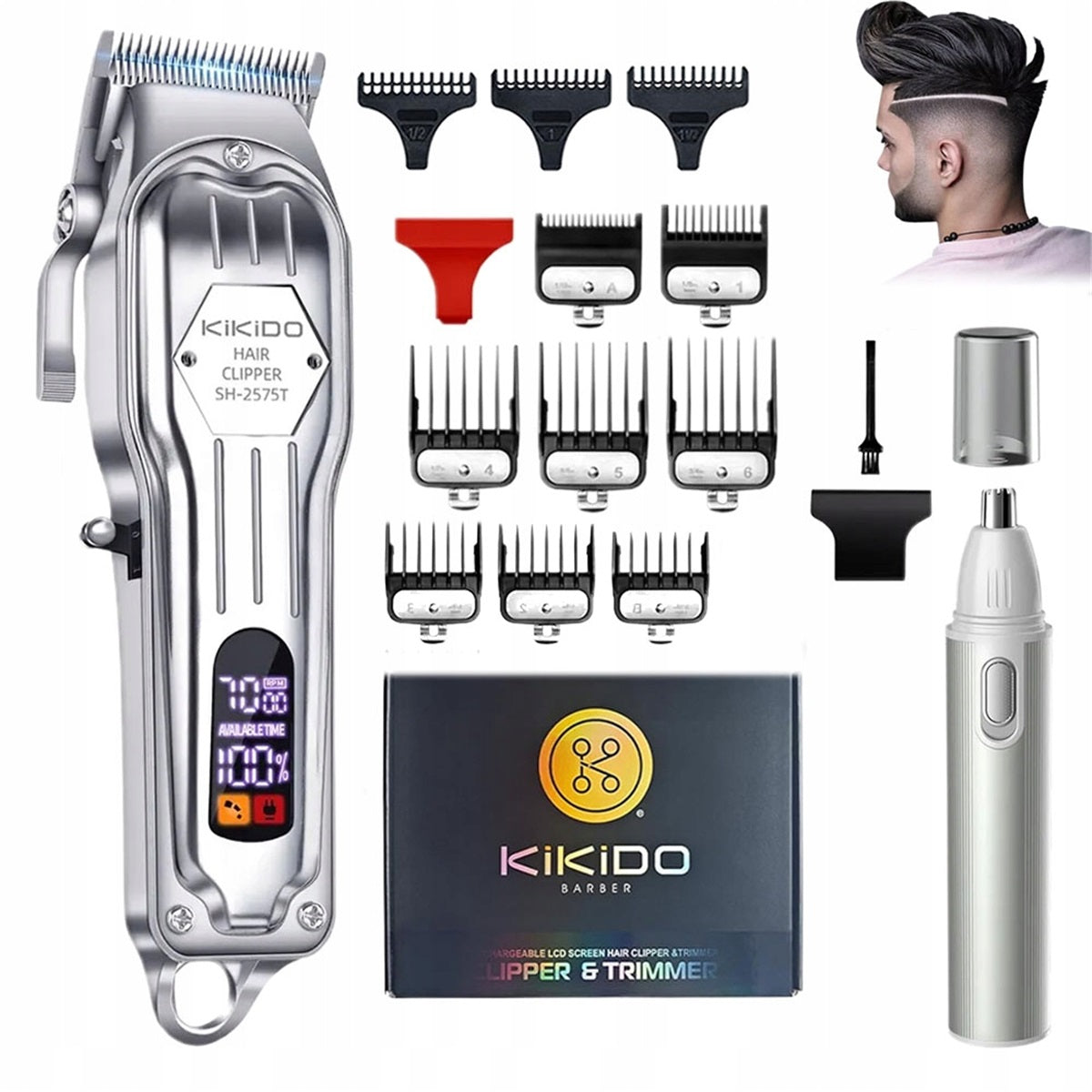 5W HAIR CLIPPER WITH NOSE TRIMMER SILVER Packaging status original