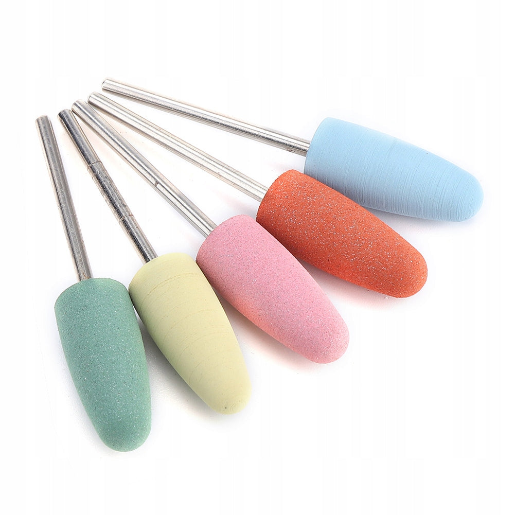 5X RUBBER CUTTER FOR POLISHING SMOOTHING NAILS ROUNDED CONE Color multicolor