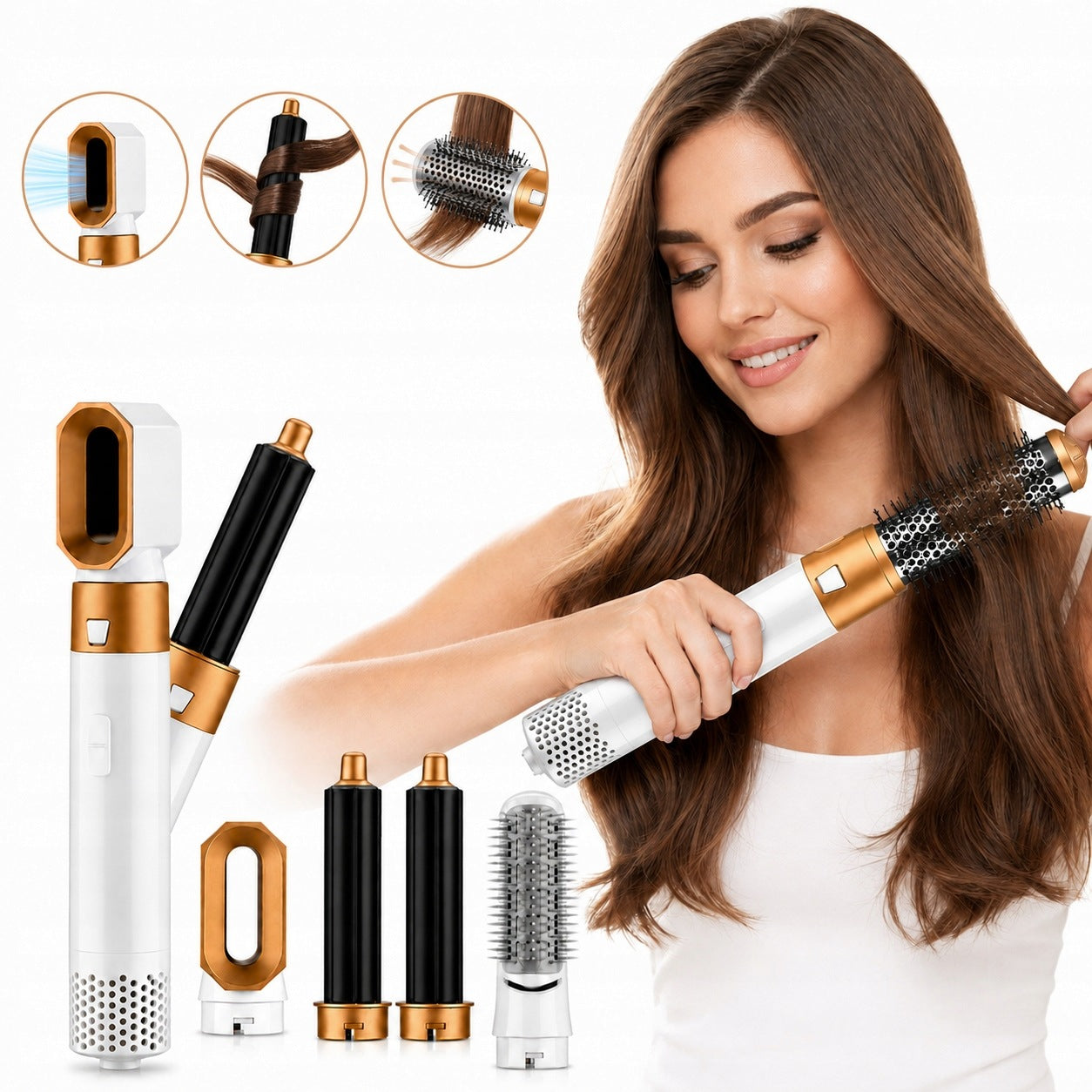 5in1 HAIR STYLING KIT: STRAIGHTENER, CURLING IRON, CARBIDE