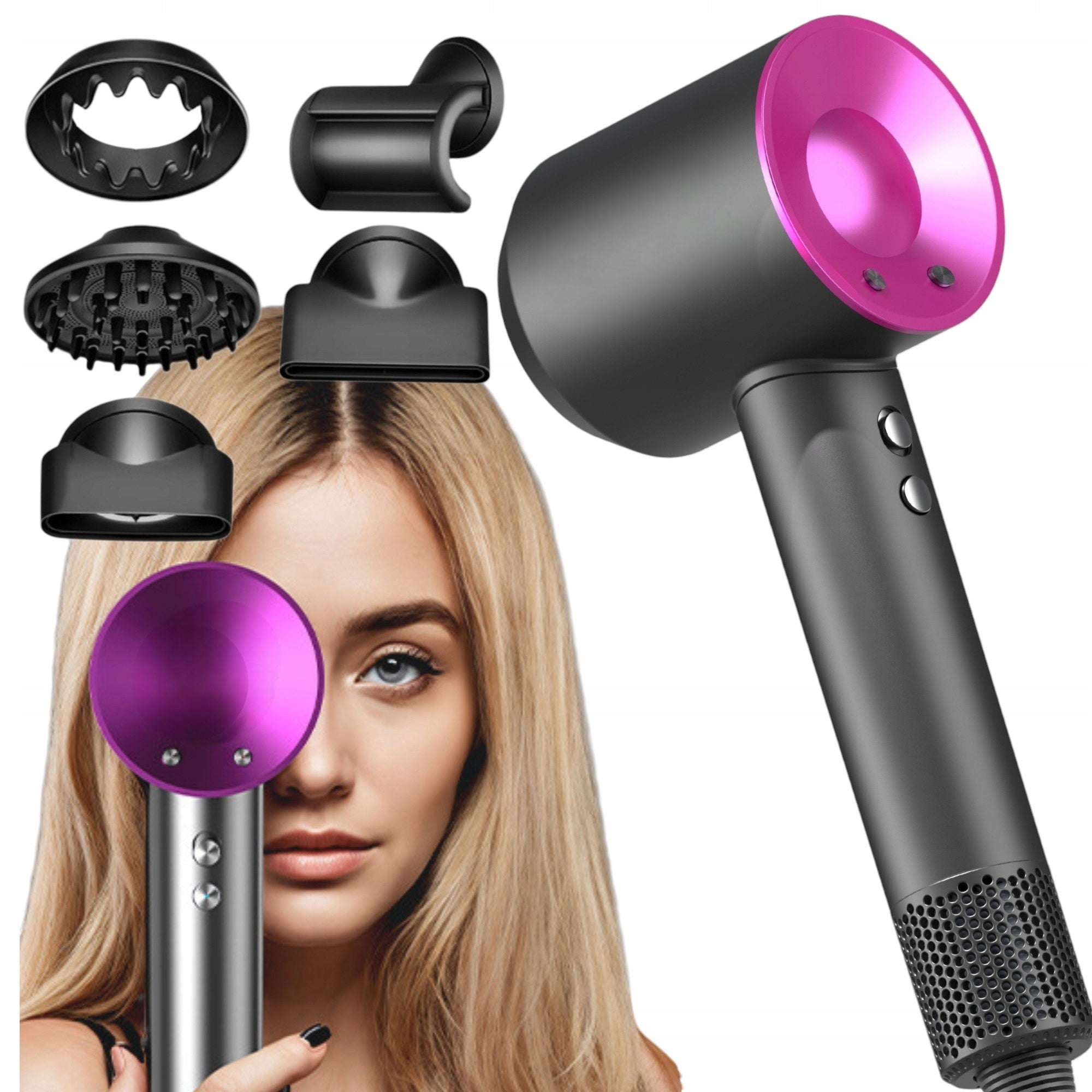 5in1 PROFESSIONAL POWERFUL HAIR DRYER WITH IONIZATION + ANMAXO TIPS Manufacturer code ANMAXO SUSZARKA 5W1