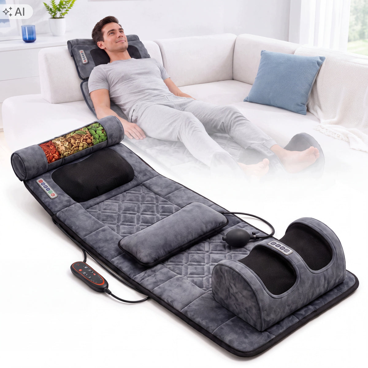 5in1 mat for comprehensive full body massage, dispenser of relaxing herbs