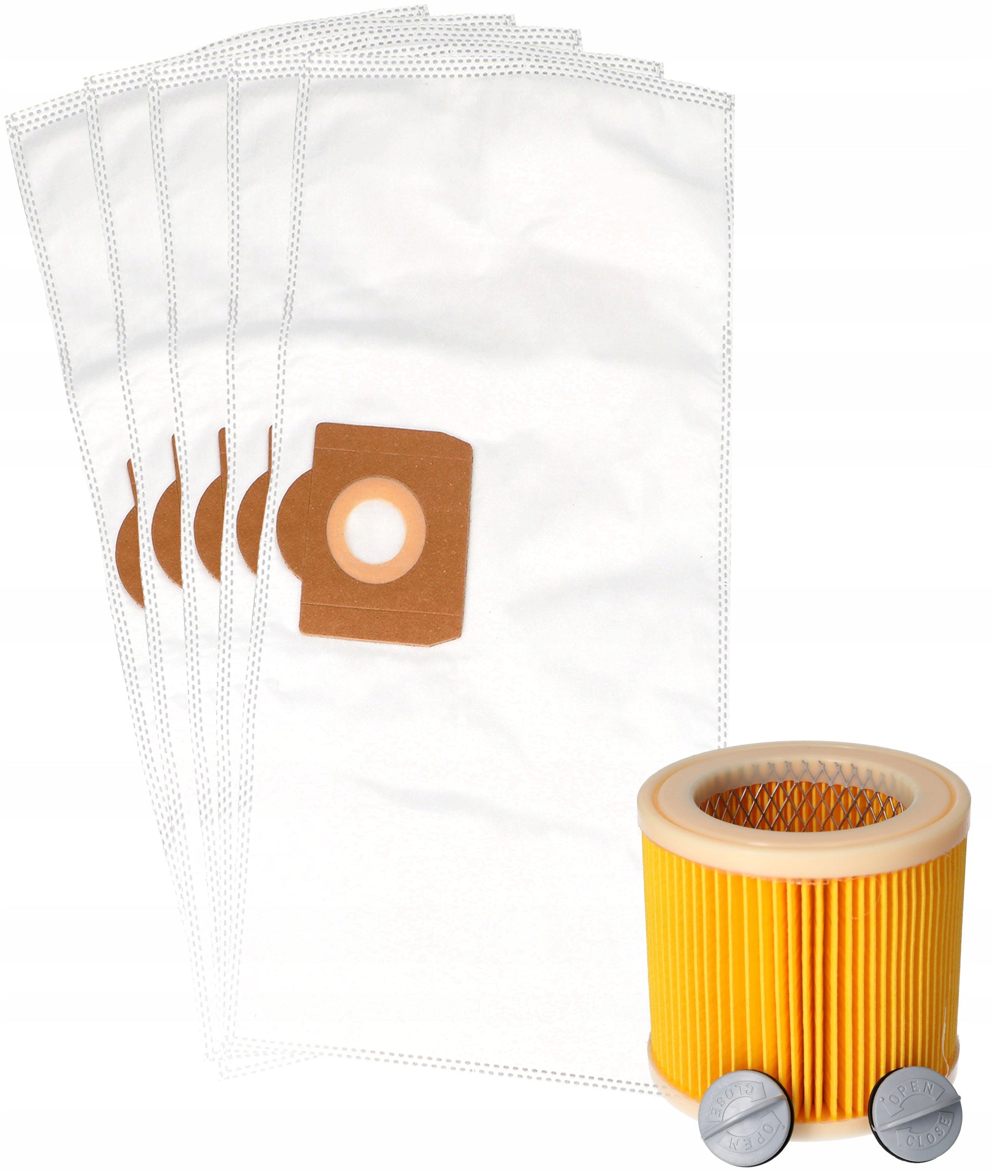 5x BAGS + FILTER FOR KARCHER WD3 200 MV3 VACUUM CLEANER