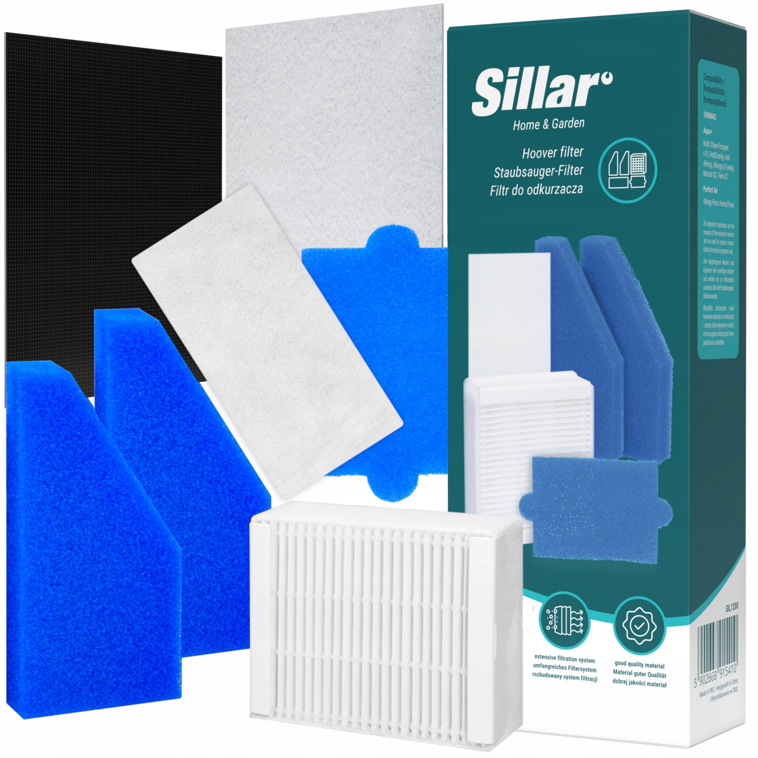 5x Bags + set of 7x Sillar filters for Thomas Pet&Family Aqua+ vacuum cleaner EAN (GTIN) 5902668090346