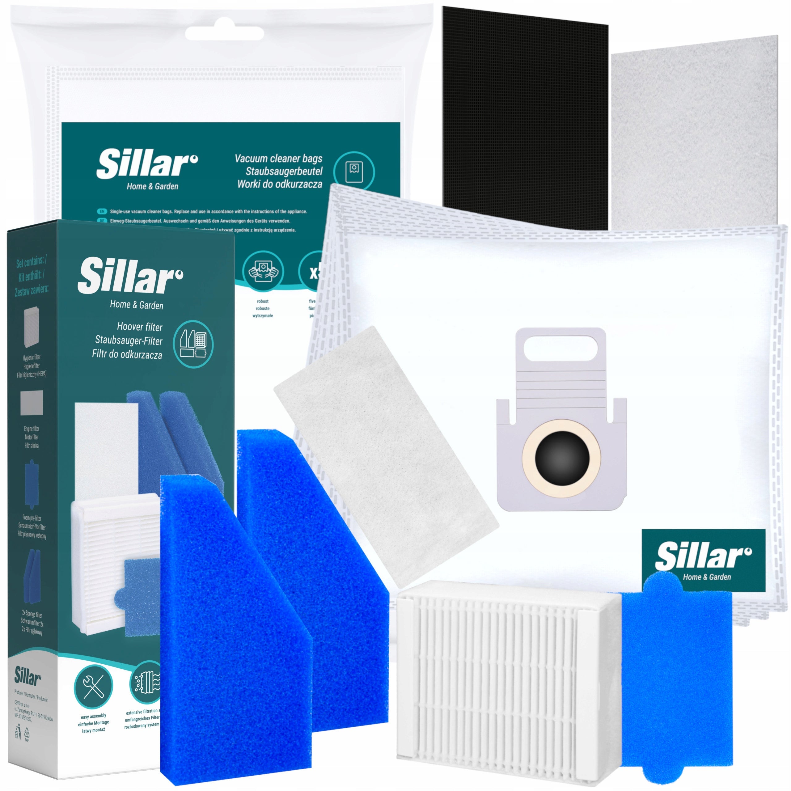5x Bags + set of 7x Sillar filters for Thomas Pet&Family Aqua+ vacuum cleaner