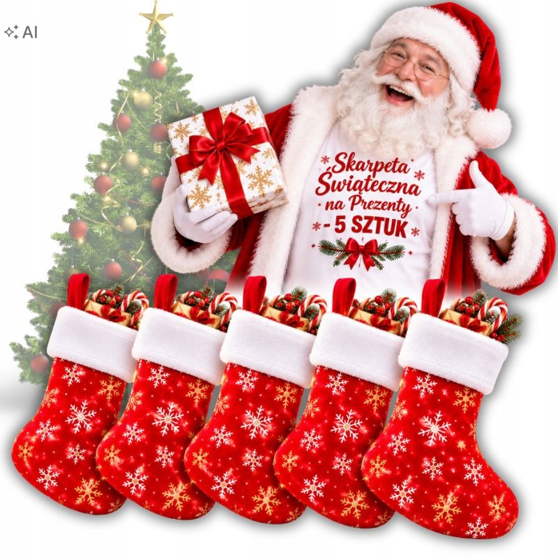 5x CHRISTMAS SOCK FOR SANTA GIFTS FOR FIREPLACE SANTA CLAUS FOR GIFT