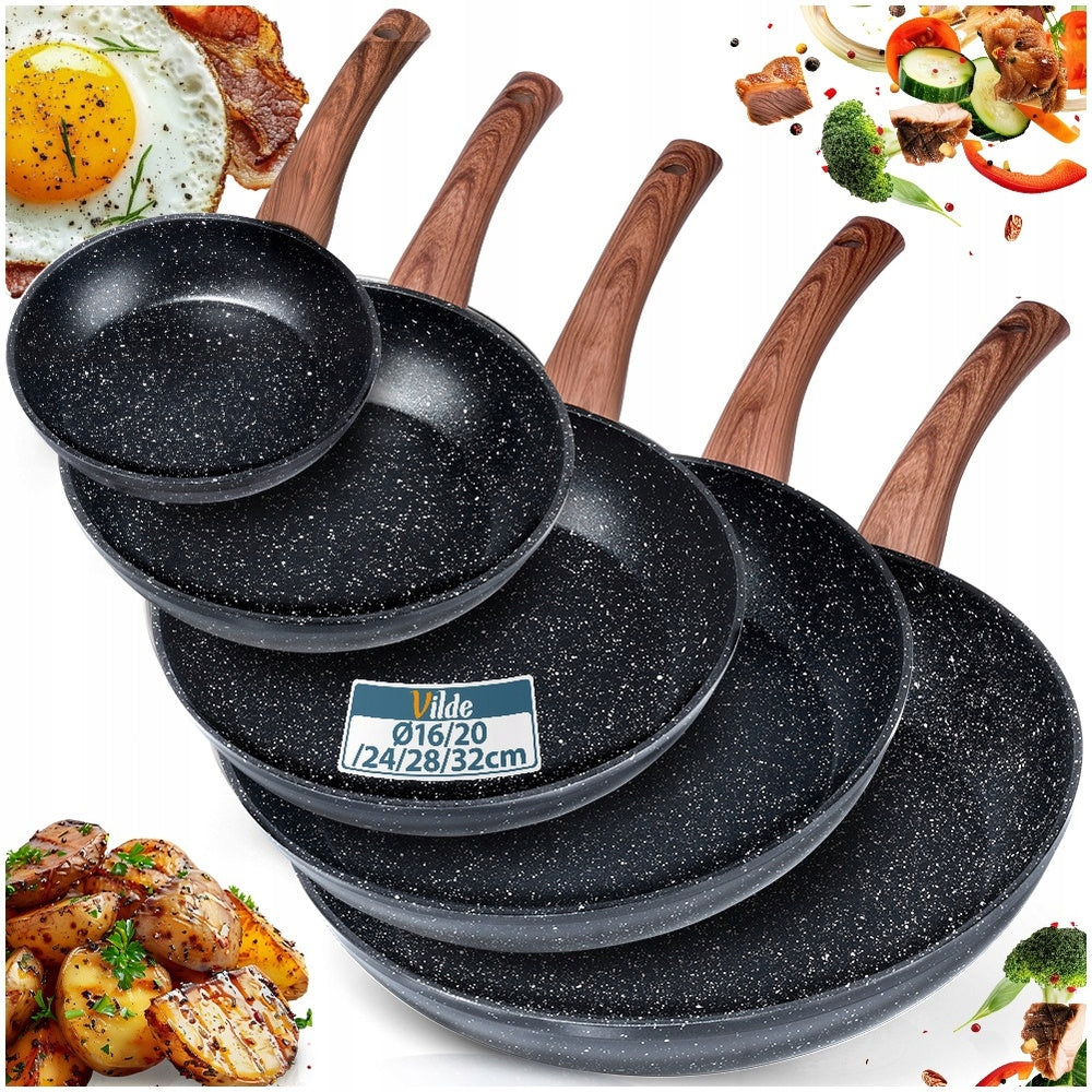 5x GRANITe frying pan for frying stewing pan set 16 20 24 28 32 cm