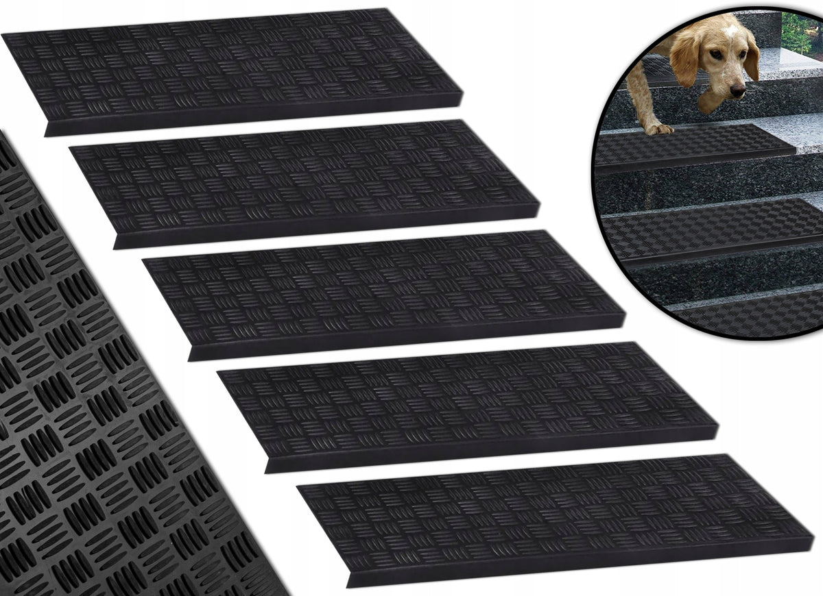 5x RUBBER STAIR COVERS NON-SLIP EXTERNAL STEPS STRONG RIFLE