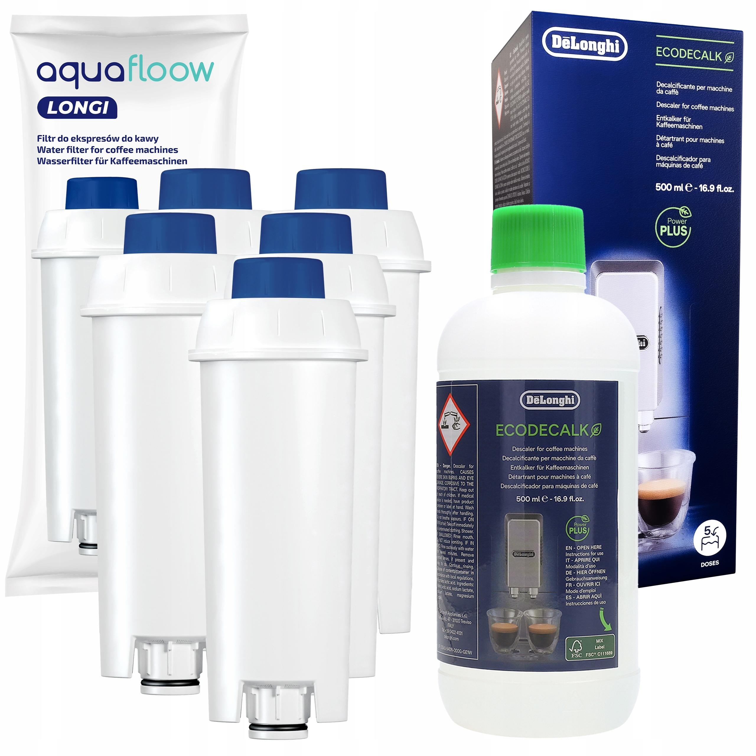 5x filter for Delonghi Dinamica machine + Delonghi descaler 500ml