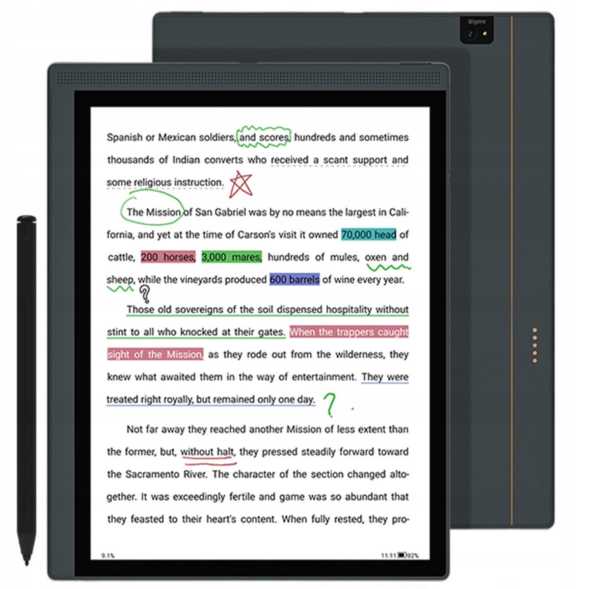 6/128 GB 10” colour backlit touch e-book reader BIGME B1051C Batteries included no