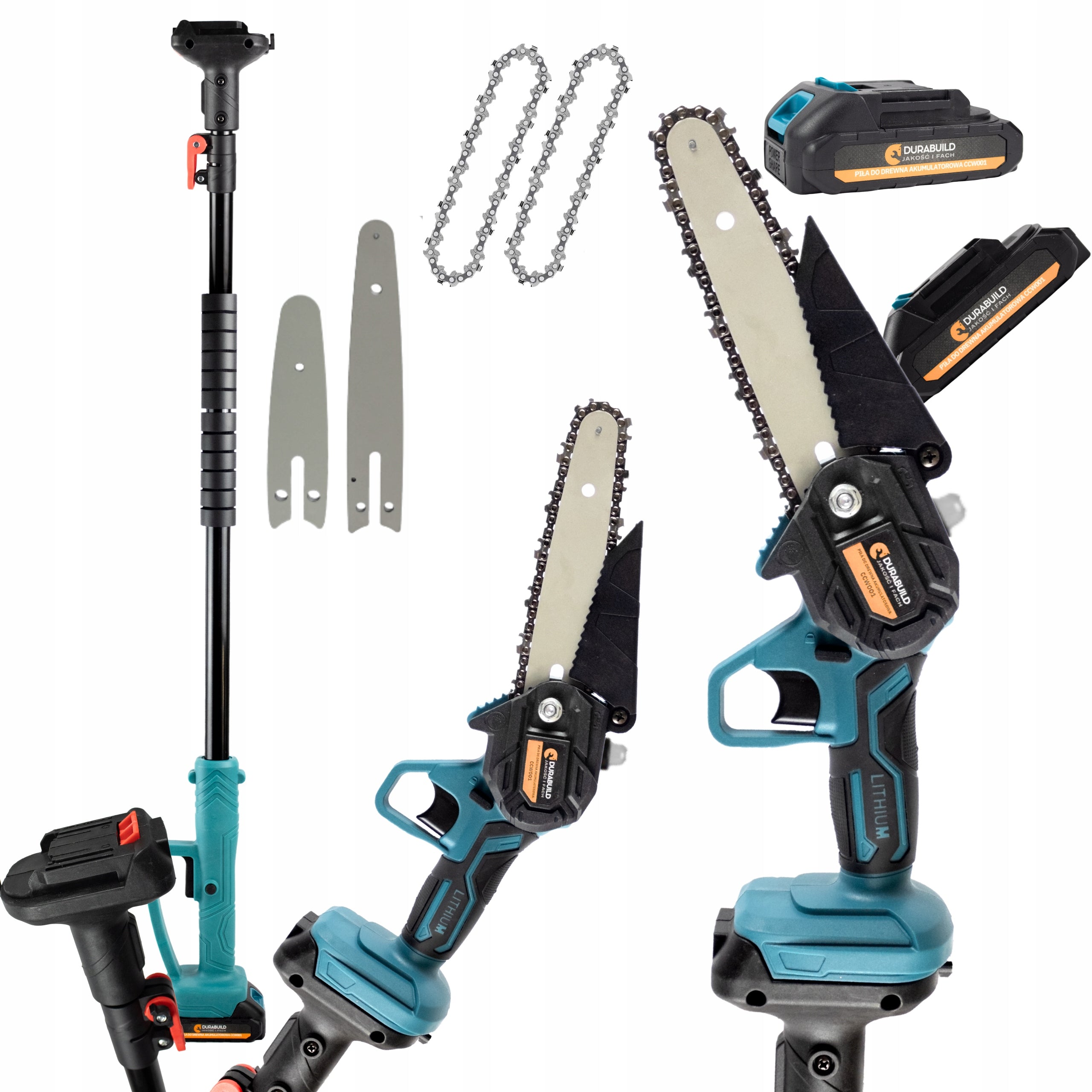 6" 4" PORTABLE CHAINSAW WITH TREE BOOM SET 2xAKU