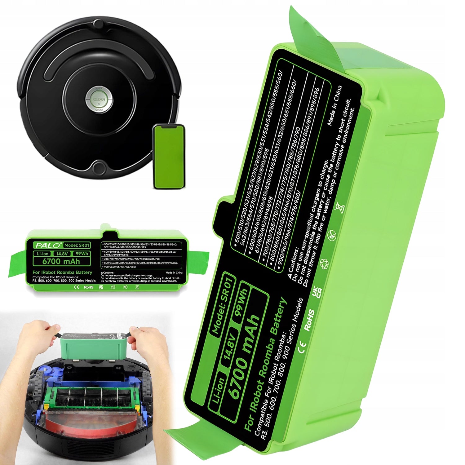 6,7AH14,8V REPLACEMENT BATTERY FOR IROBOT ROOMBA 500 600 700 800 900 SERIES