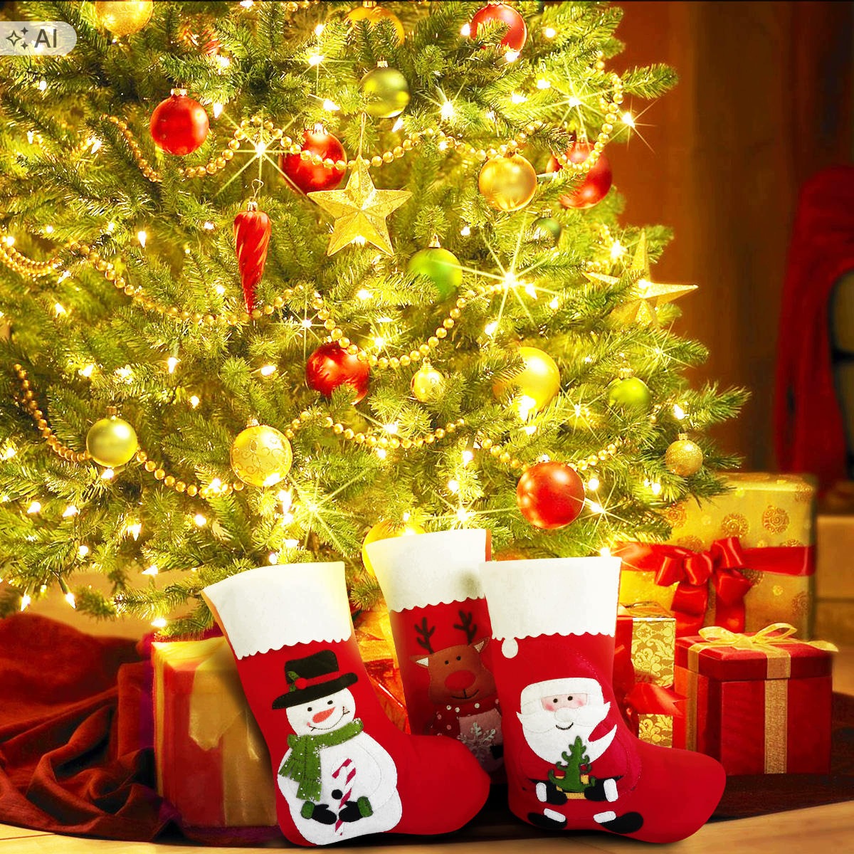 6 PCS FELT CHRISTMAS CANDY BAGS PERFECT FOR CHRISTMAS GIFTS Packaging status original