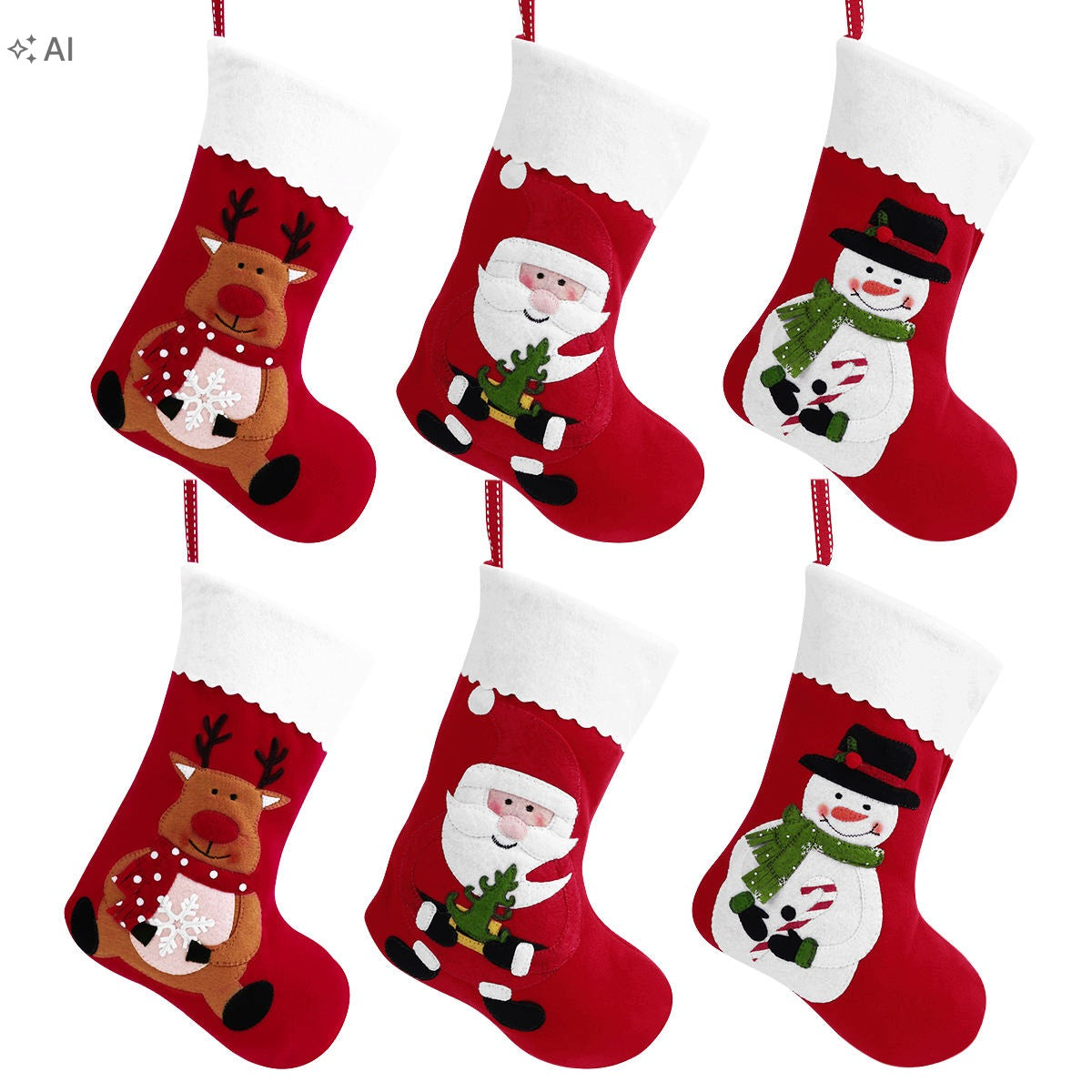 6 PCS FELT CHRISTMAS CANDY BAGS PERFECT FOR CHRISTMAS GIFTS