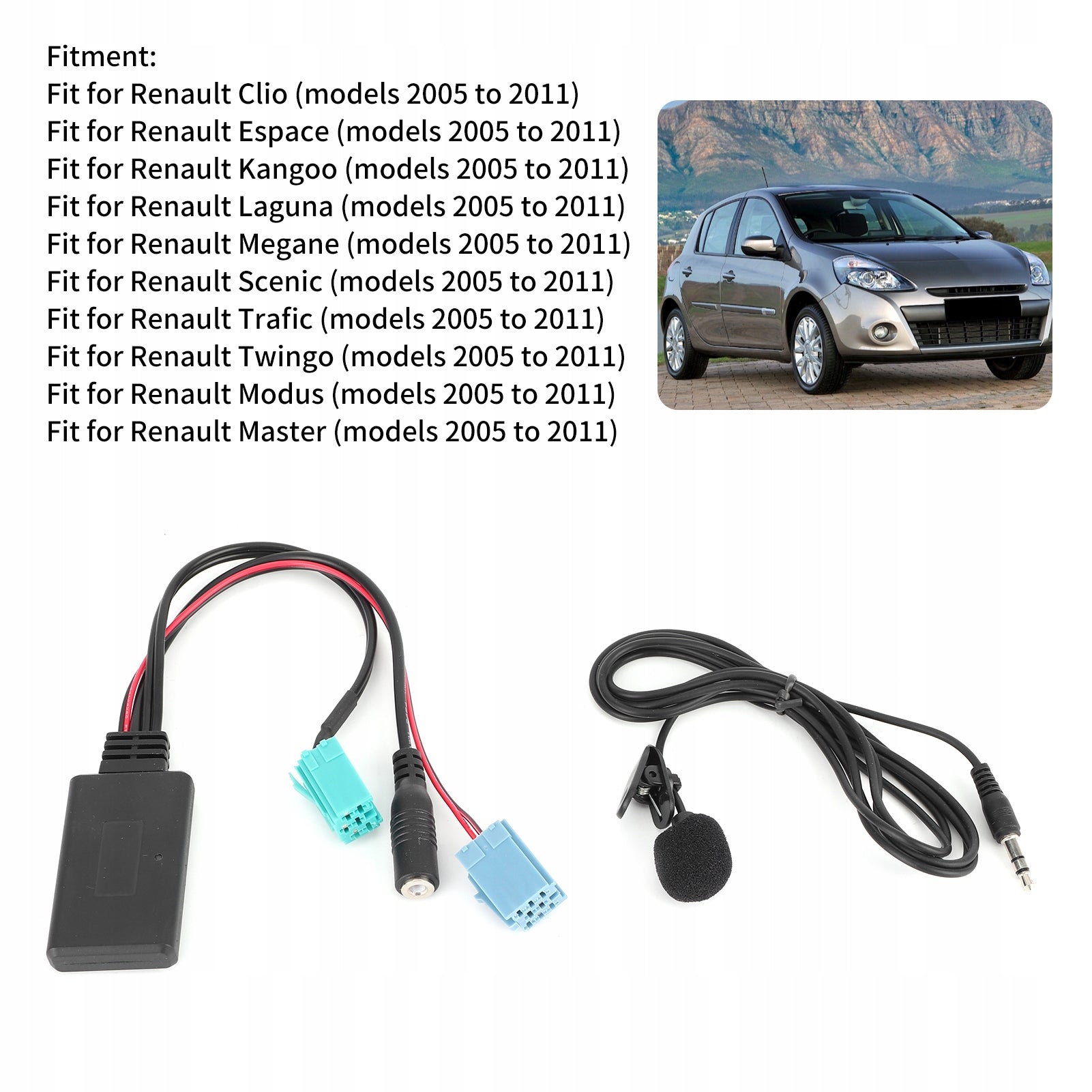 6 PIN BLUETOOTH AUX-IN AUDIO ADAPTER WITH MICROPHONE FOR STAGE/TRAFIC/TWINGO Brand no brand