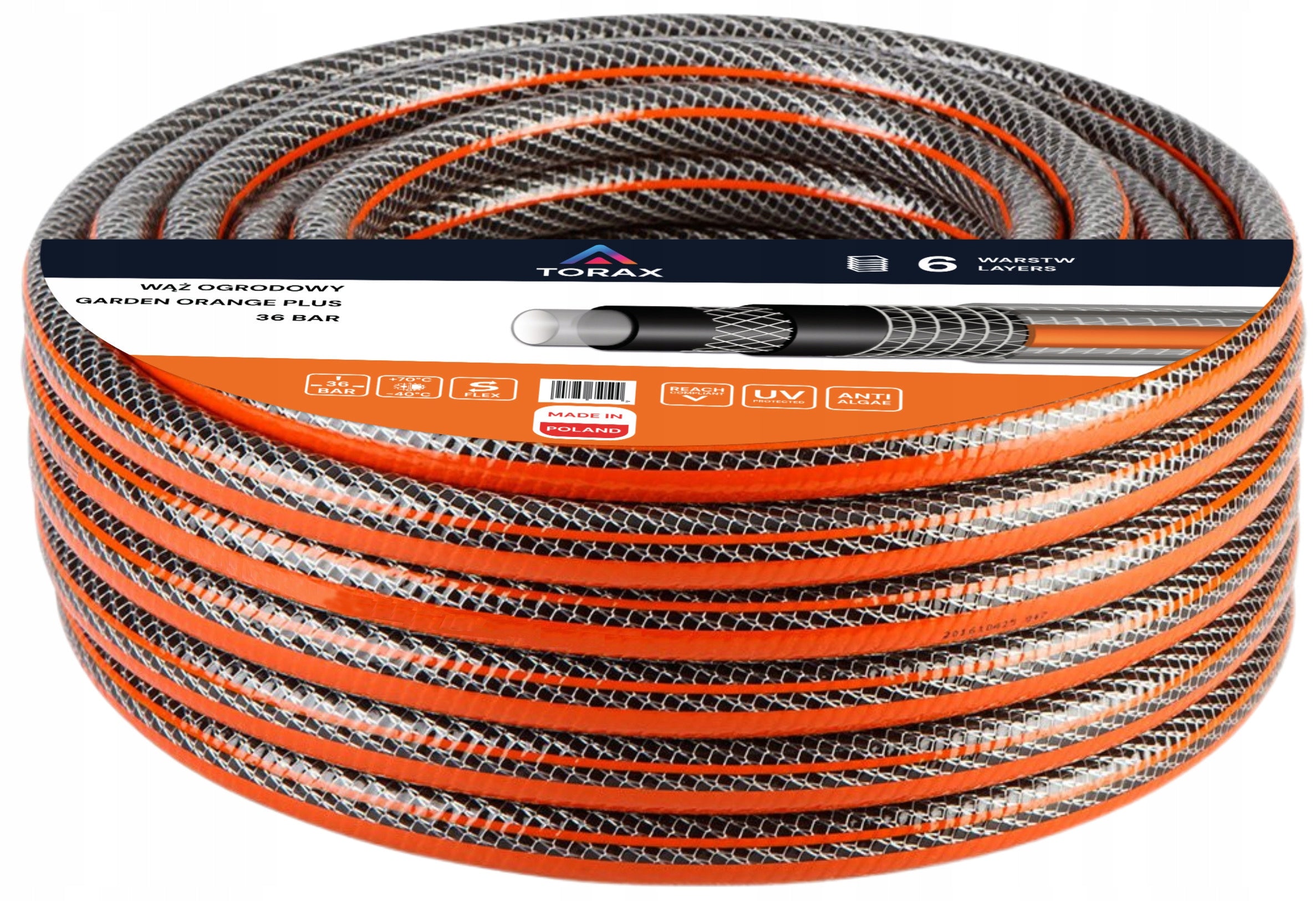 6-PLY GARDEN HOSE 36BAR 3/4" 50M REINFORCED UV RESISTANT Polish Packaging status original