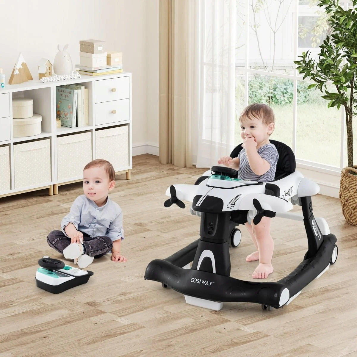 6 in 1 Height Adjustable Baby Walker Folding Walker White Color white