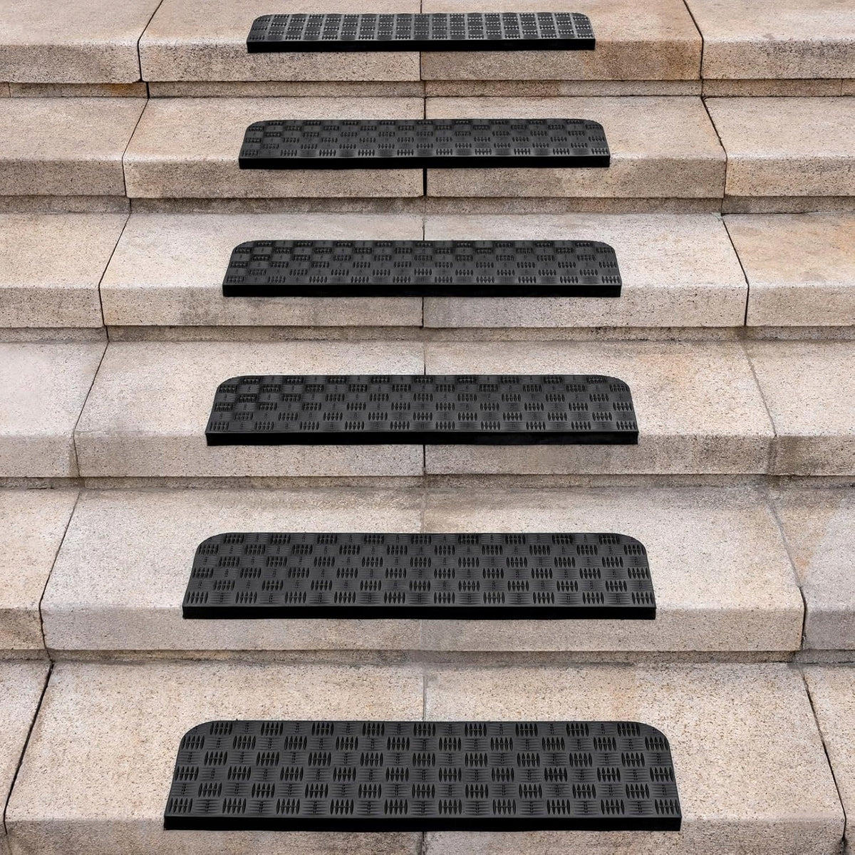 6-piece set of rubber mats for stairs, non-slip mats 65 x 25 cm