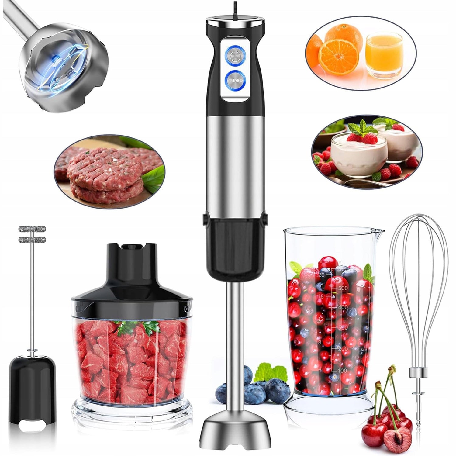 600W 6 IN 1 MULTIFUNCTION HAND MIXER FOR FORGING BLAW 12 DEGREE WITH SLICER Packaging status original