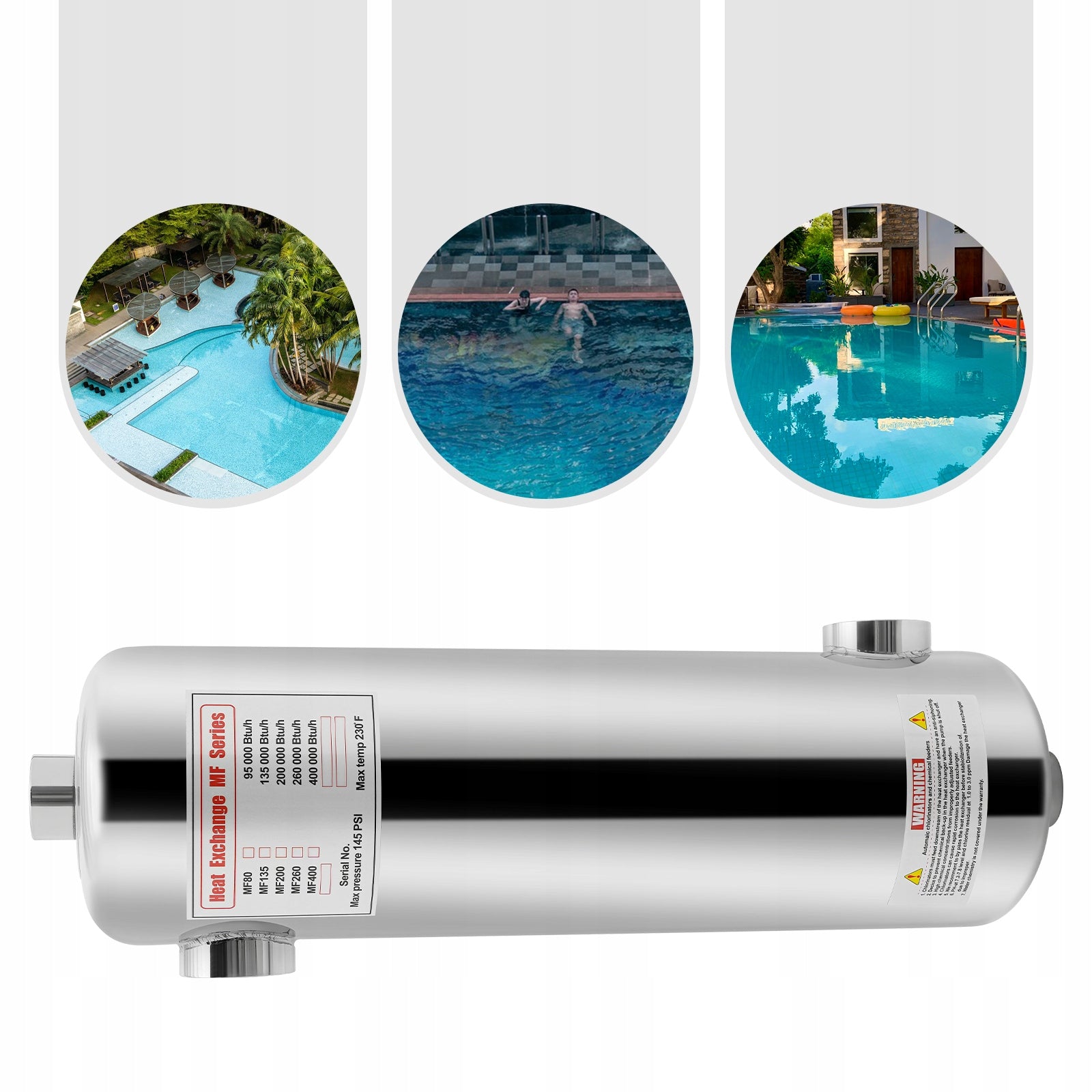 60KW STAINLESS STEEL SWIMMING POOL HEAT EXCHANGER 480 *134MM Manufacturer no brand