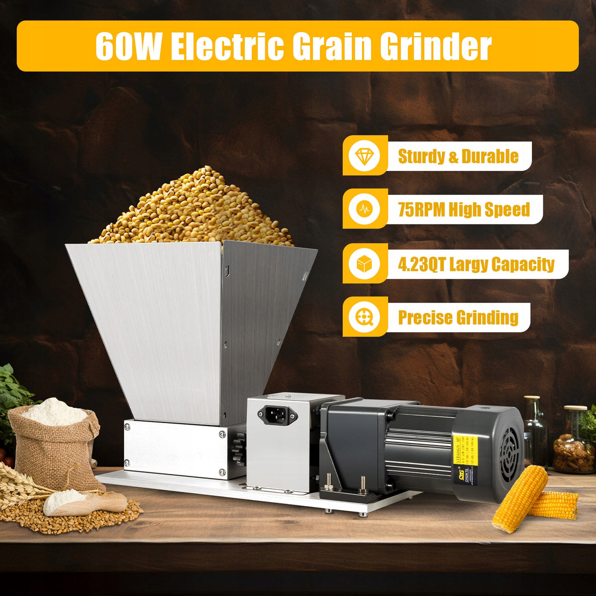60W Electric Grain Grinder, Stainless Steel Crusher 220V- Manufacturer code dg2024112819
