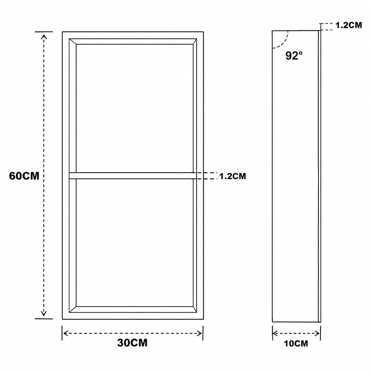 60x30x10cm Bathroom Shower Shelf Flange Wall-box Black Packaging status original