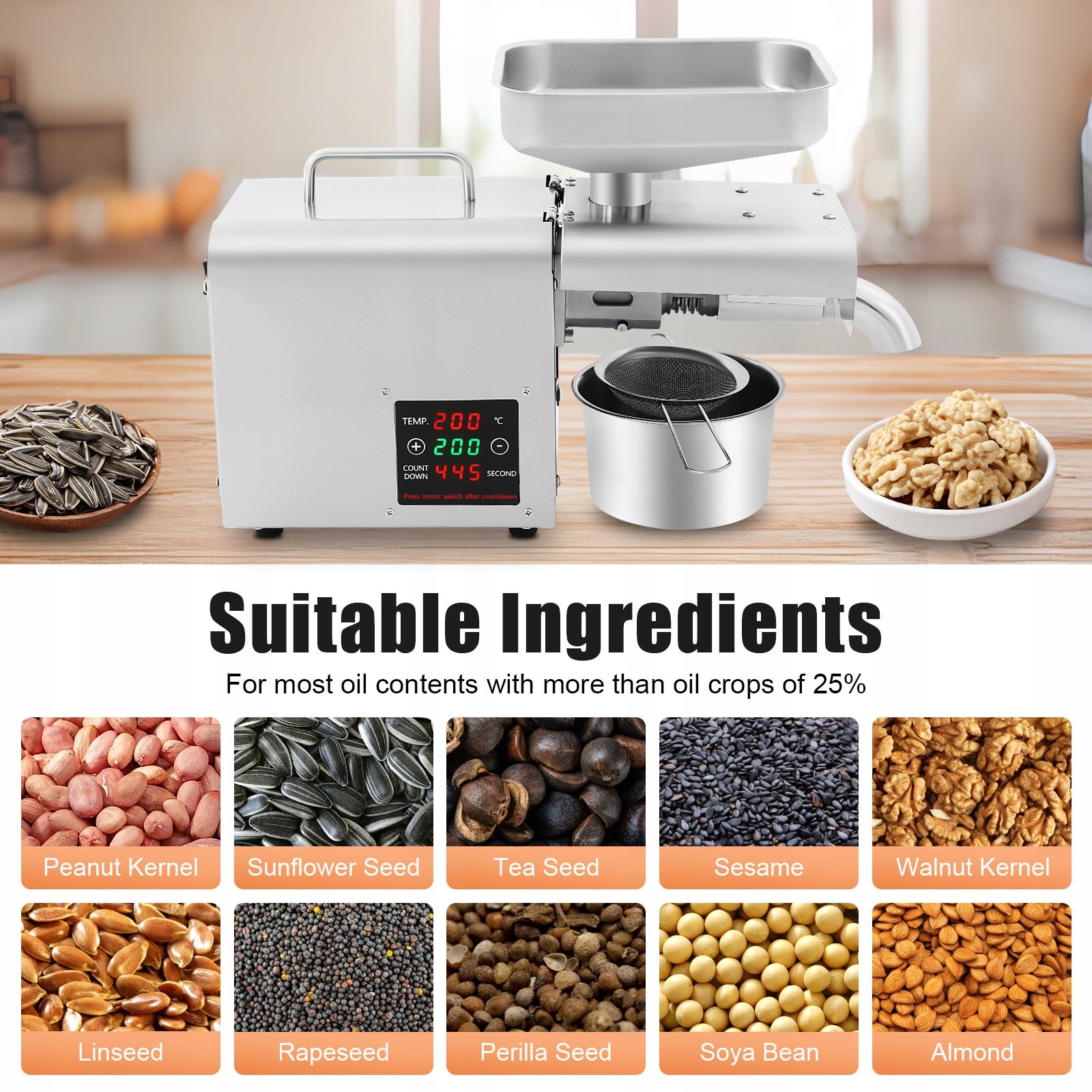 610W Stainless Automatic Oil Press 220V Brand no brand