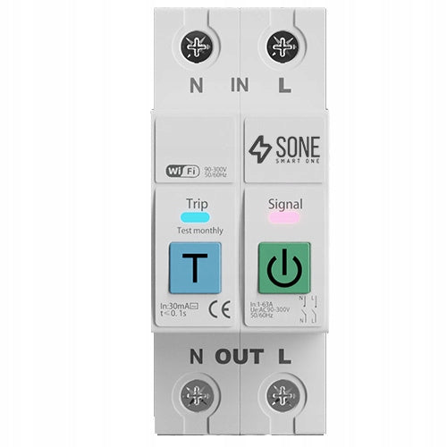 63A DIN TUYA WiFi RELAY WITH ENERGY MEASUREMENT DISCONNECTS LN ONOFF CONTROLLER Brand Sone
