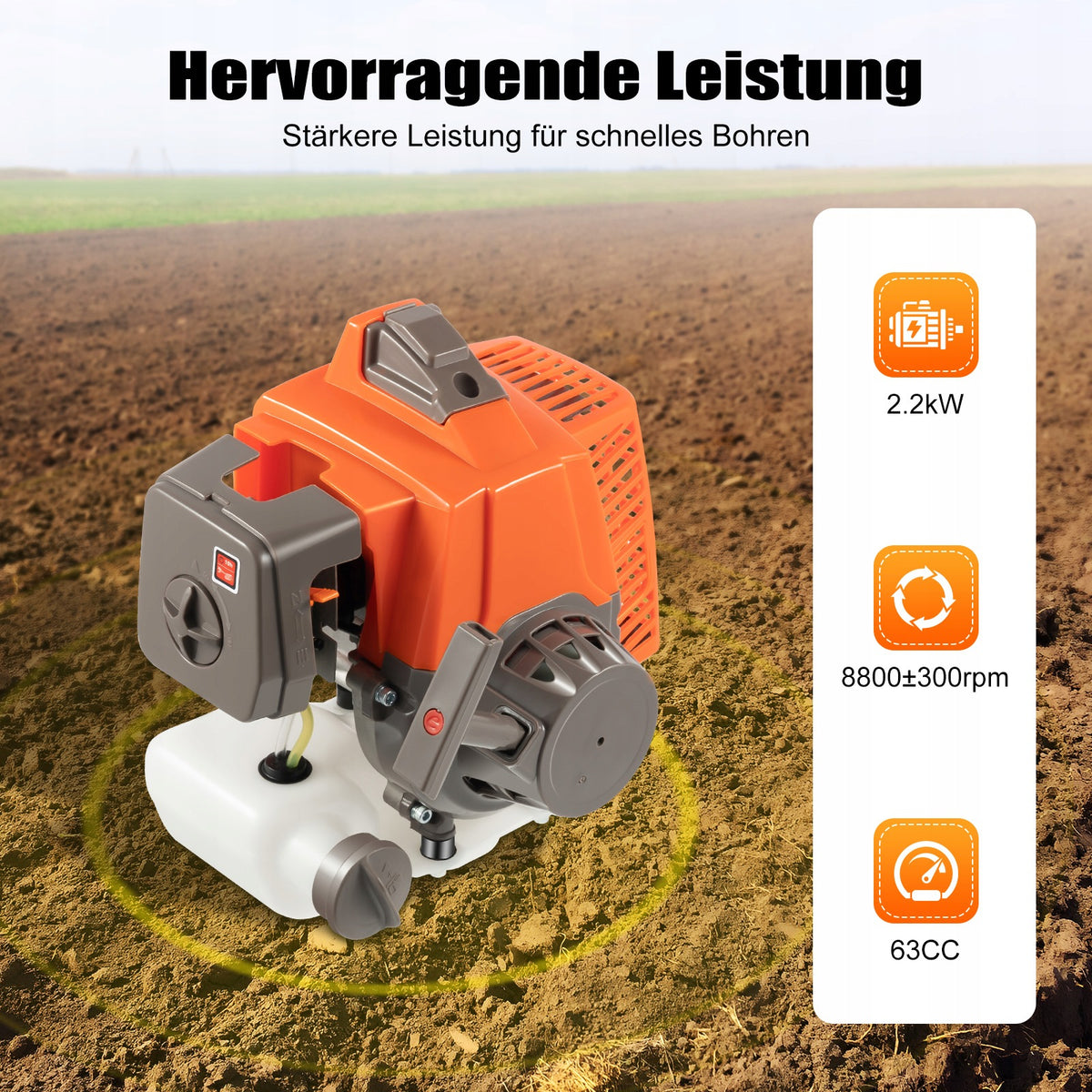63CC HOLE DIGGER+UNICYCLE WITH DRILL 2.2KW GAS EARTH DIGGING MACHINE Packaging status original