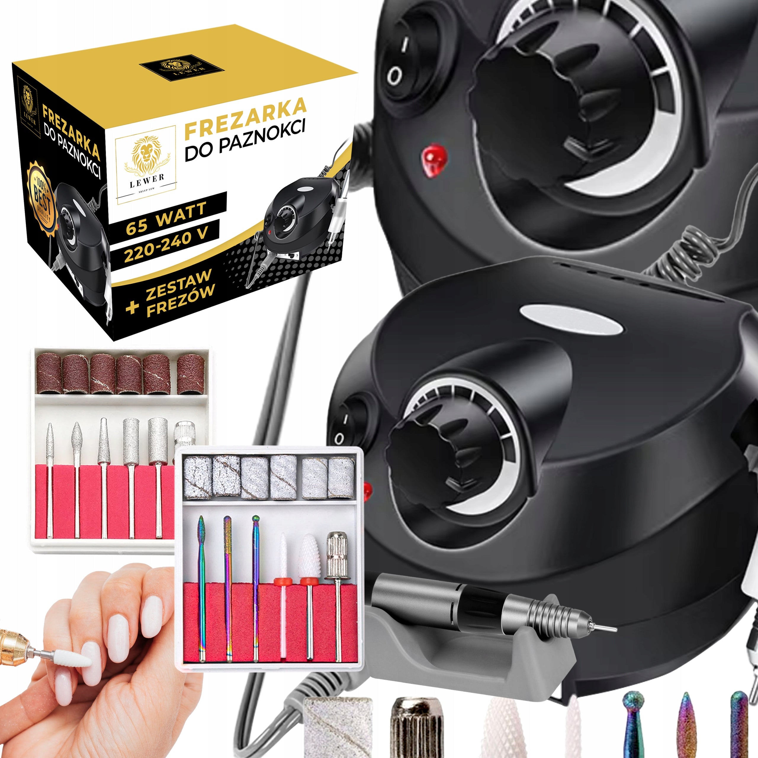 65W MANICURE PEDICURE NAIL MILLING MACHINE PROFESSIONAL STRONG + CUTTERS