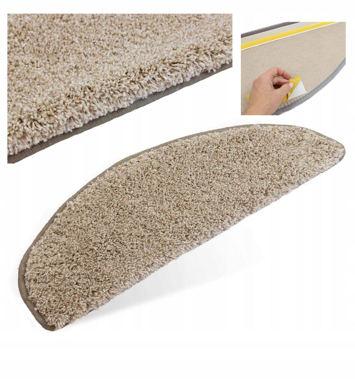 65x25cm+3cm PROTECTIVE PADS FOR STAIRS SHAGGY RUGS FOR BEIGE STEPS
