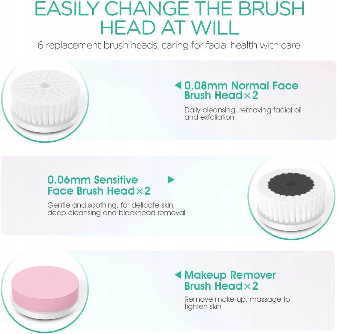 6IN1 RECHARGEABLE FACE CLEANSING BRUSH WATERPROOF Manufacturer code FB101