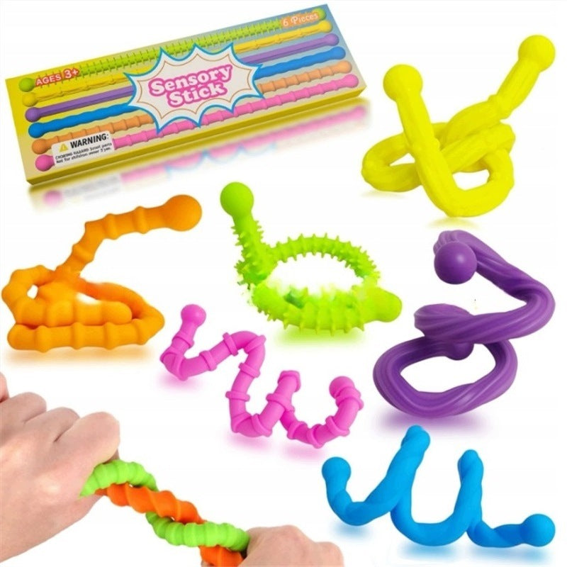 6PCS TACTILE HOSES AND SENSORY PEBBLES WITH DIFFERENT TEXTURES