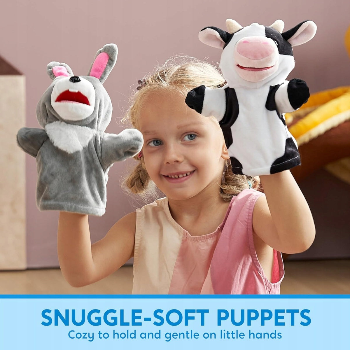 6X LARGE PUPPET PUPPETS ANIMALS ON HAND FARM GIFT FOR BABY CUTE Packaging status original