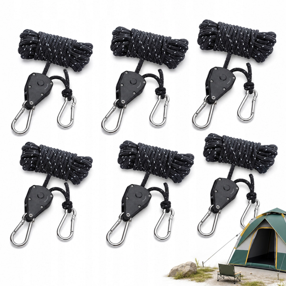 6X ROPE WITH TENT TENSION CAMPING 4 M