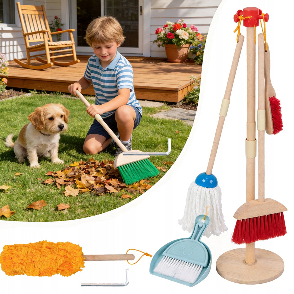 6in1 BROOM BRUSH MOP CLEANING KIT TOY WOODEN GIFT Brand no brand